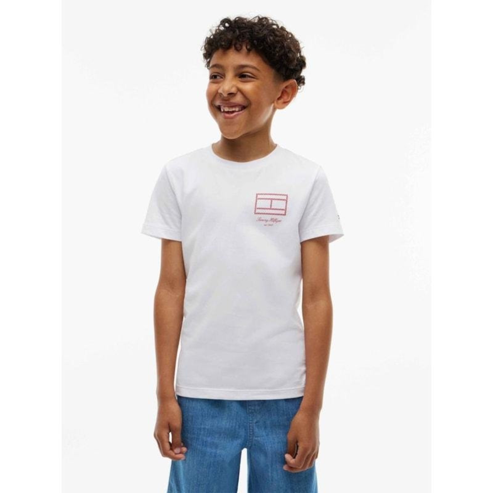 Camiseta Jersey com Logo da Bandeira em Contorno Branco