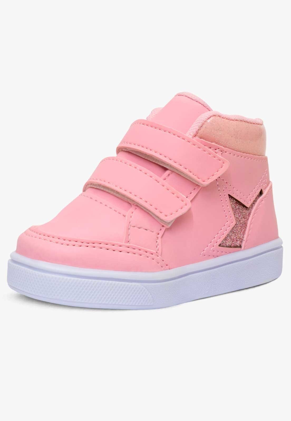 Infantil – Tenis Cano Alto Pópidi Botinha Menina Glitter Rosa