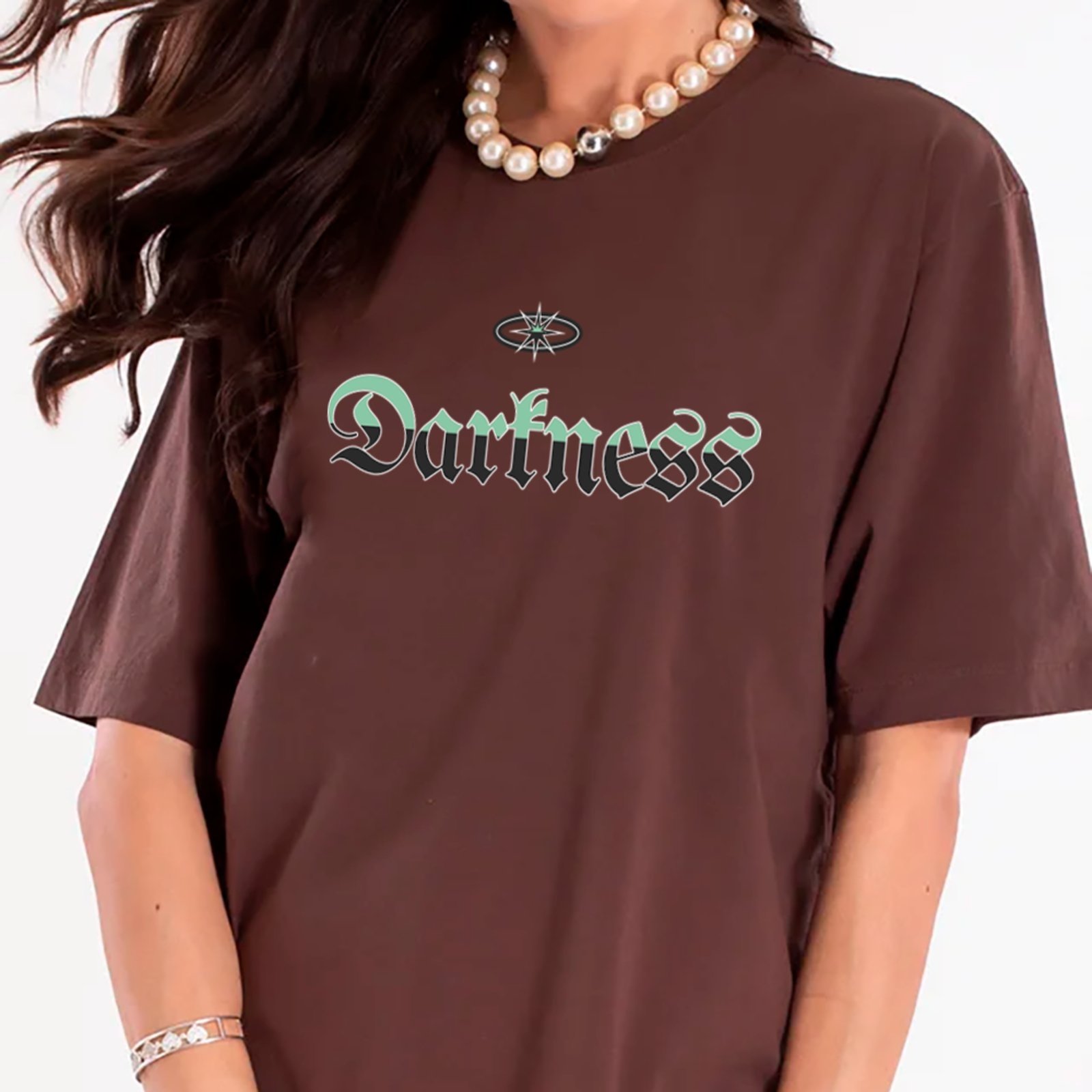 Camiseta Ousy Darkness Mística Oversized Unissex Marrom