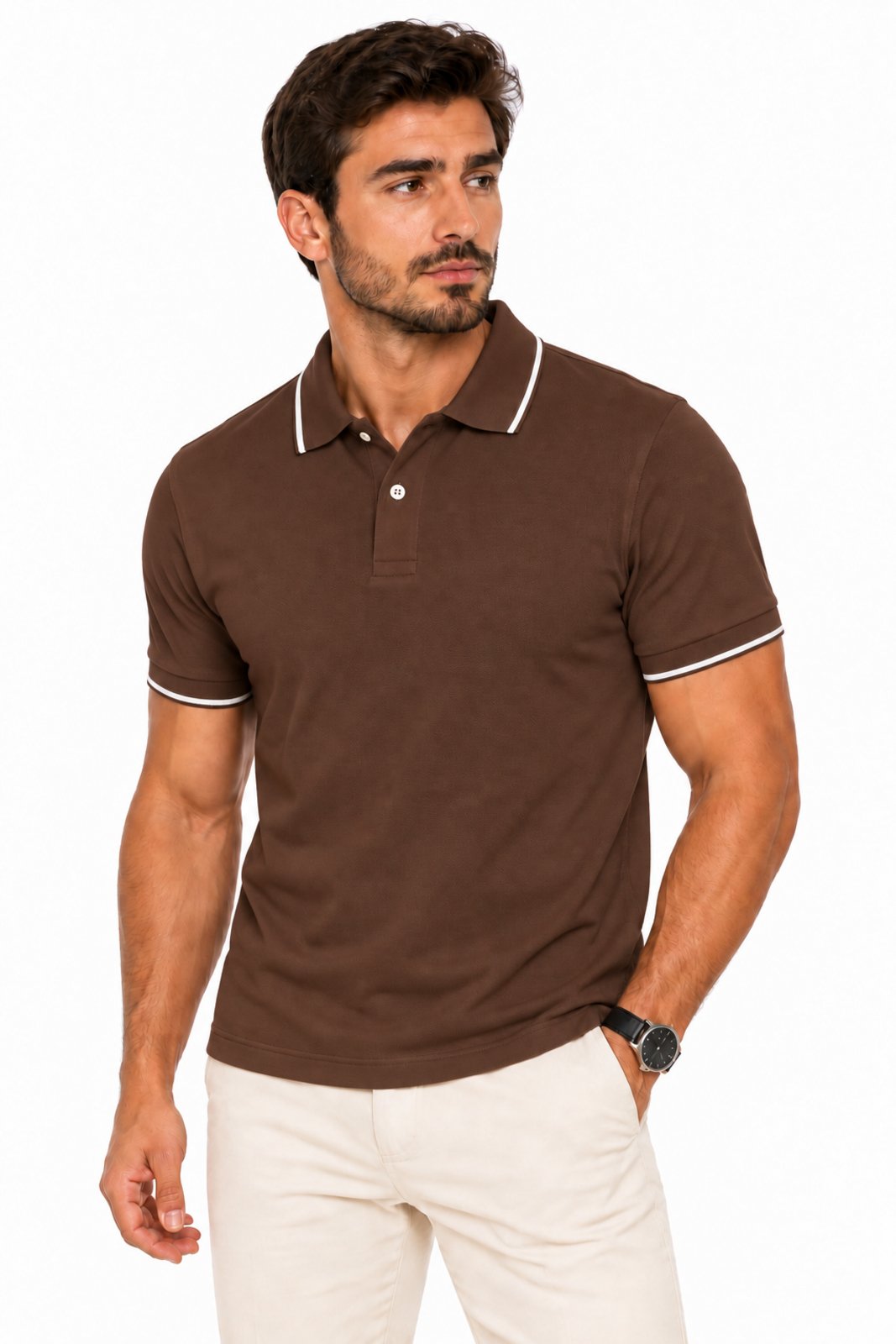 Polo Masculina D Bell Outlet Fashion Elegance Marrom