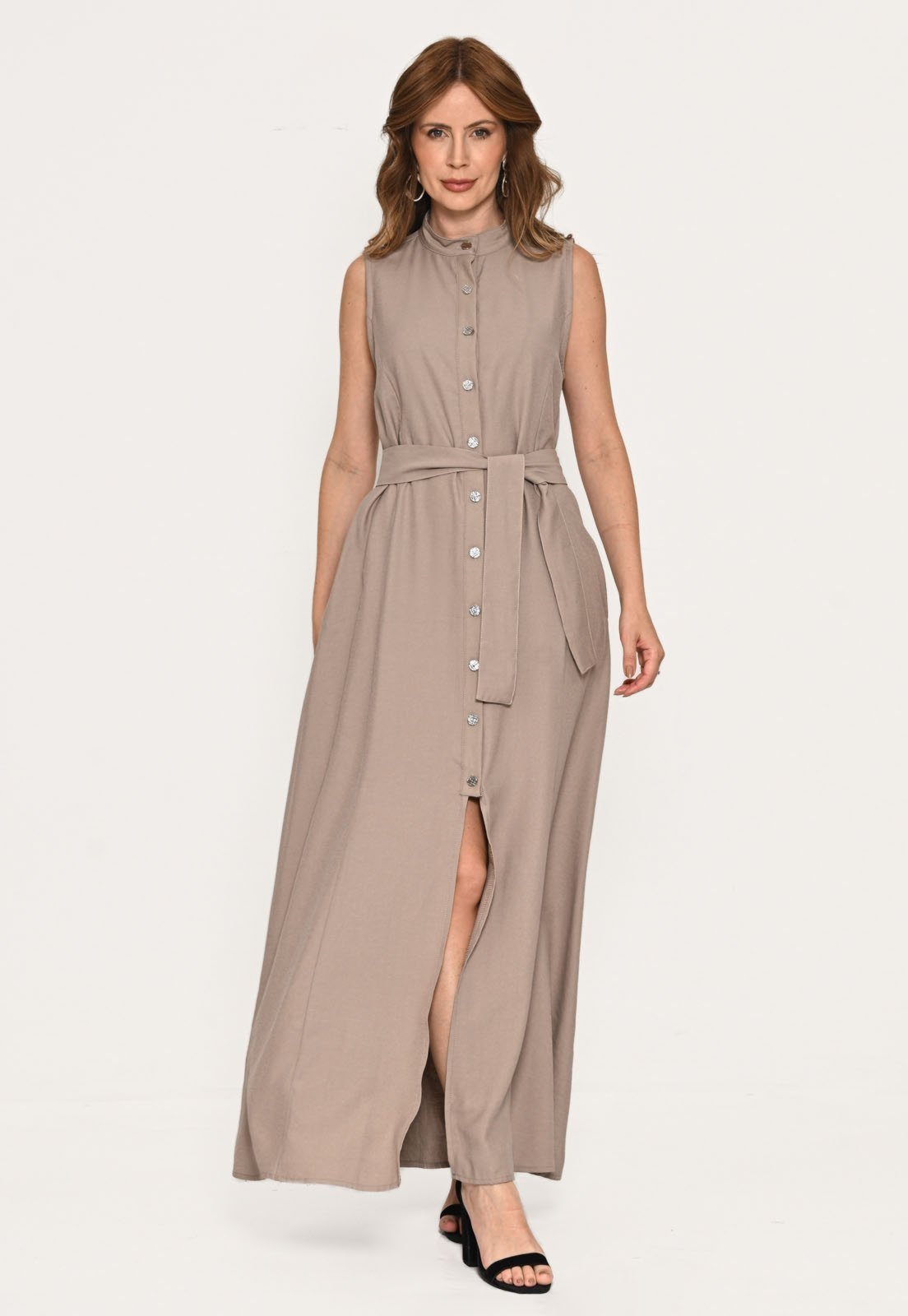 Chemise Bisô Alfaiataria Botões Longa Cinza – Cinza
