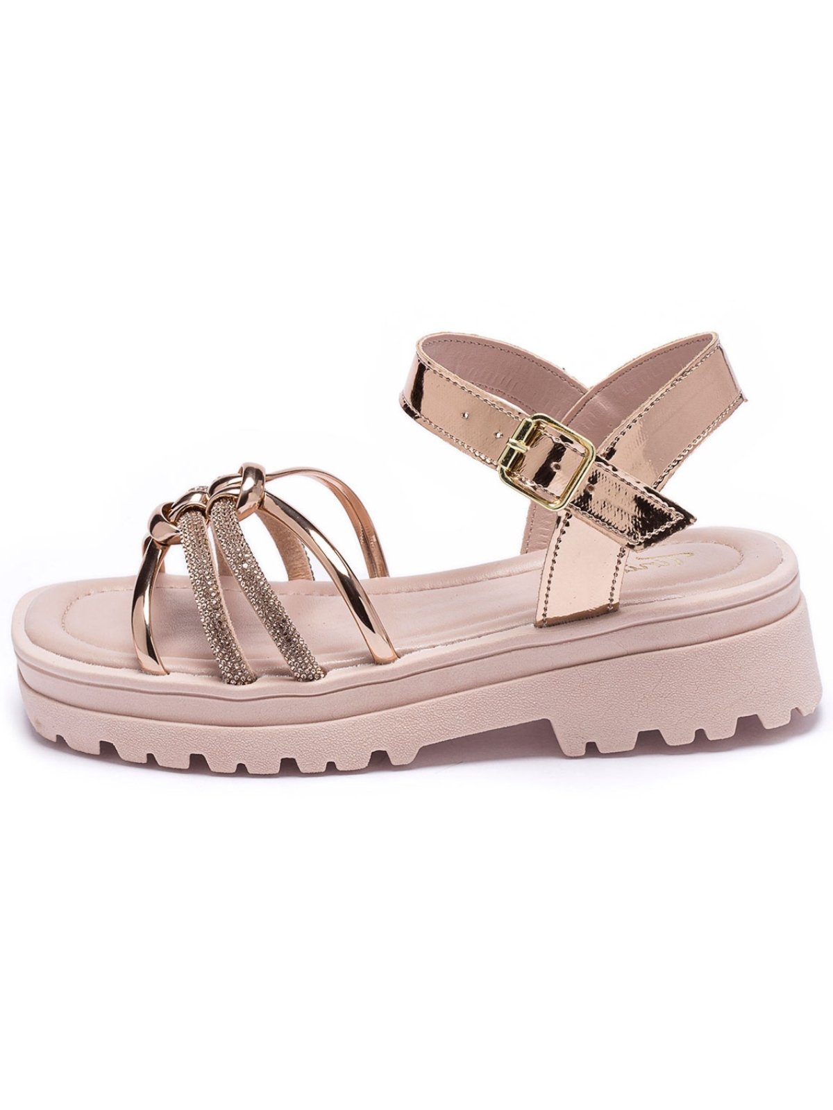 Infantil – Sandália Feminina Tininha Nó com Strass 42-023 Bronze