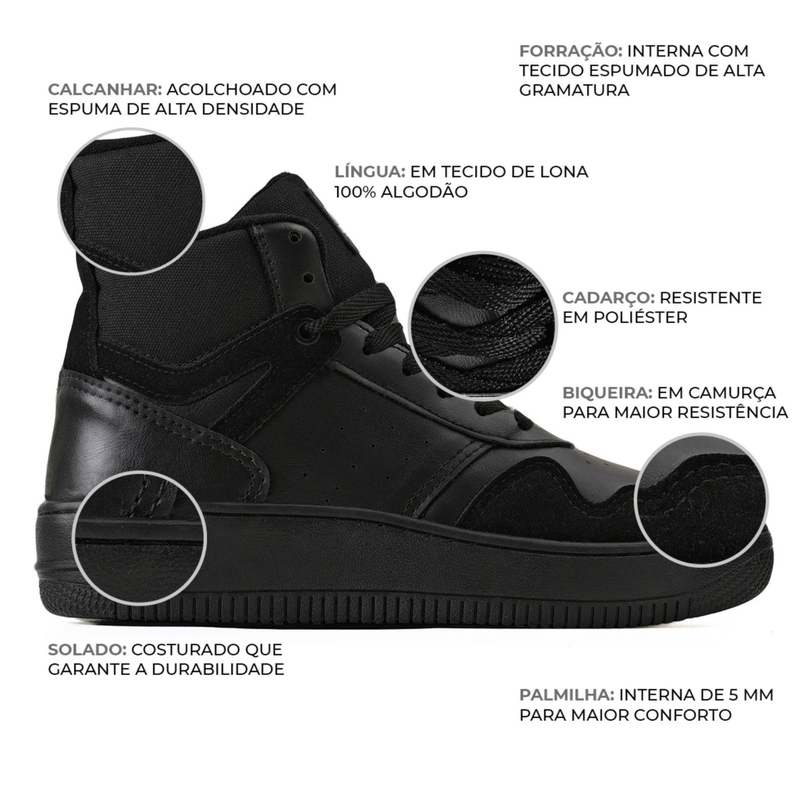 Vista 3 Tenis Bota Feminina Masculino Nyc Shoes Casual Adulto Nc85 NYC NEW YORK CITY SHOES preto NYC NEW YORK CITY SHOES preto