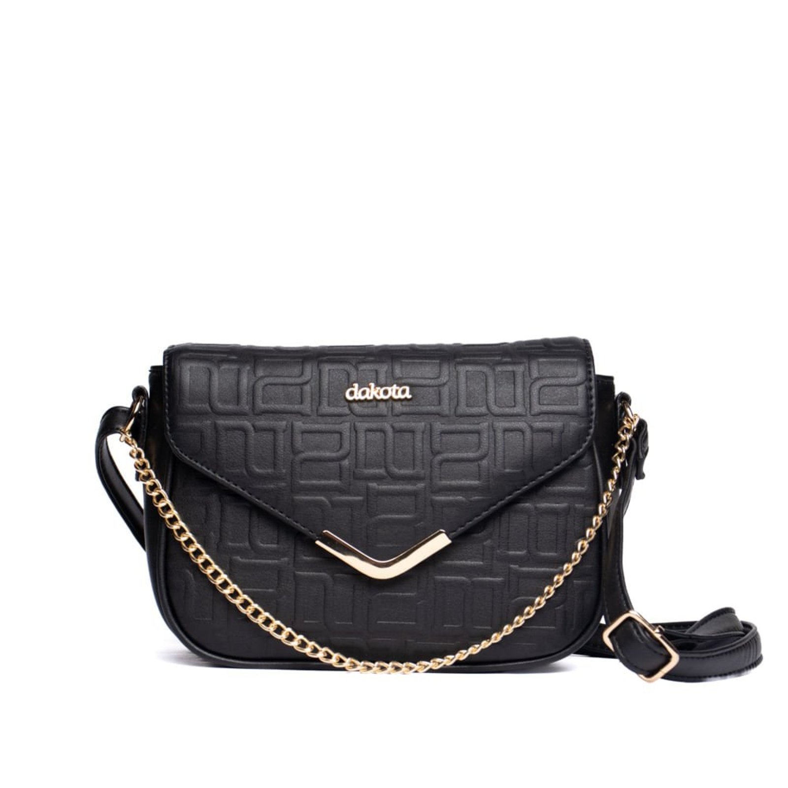 Bolsa Feminina Dakota Transversal Texturizada Corrente Preta