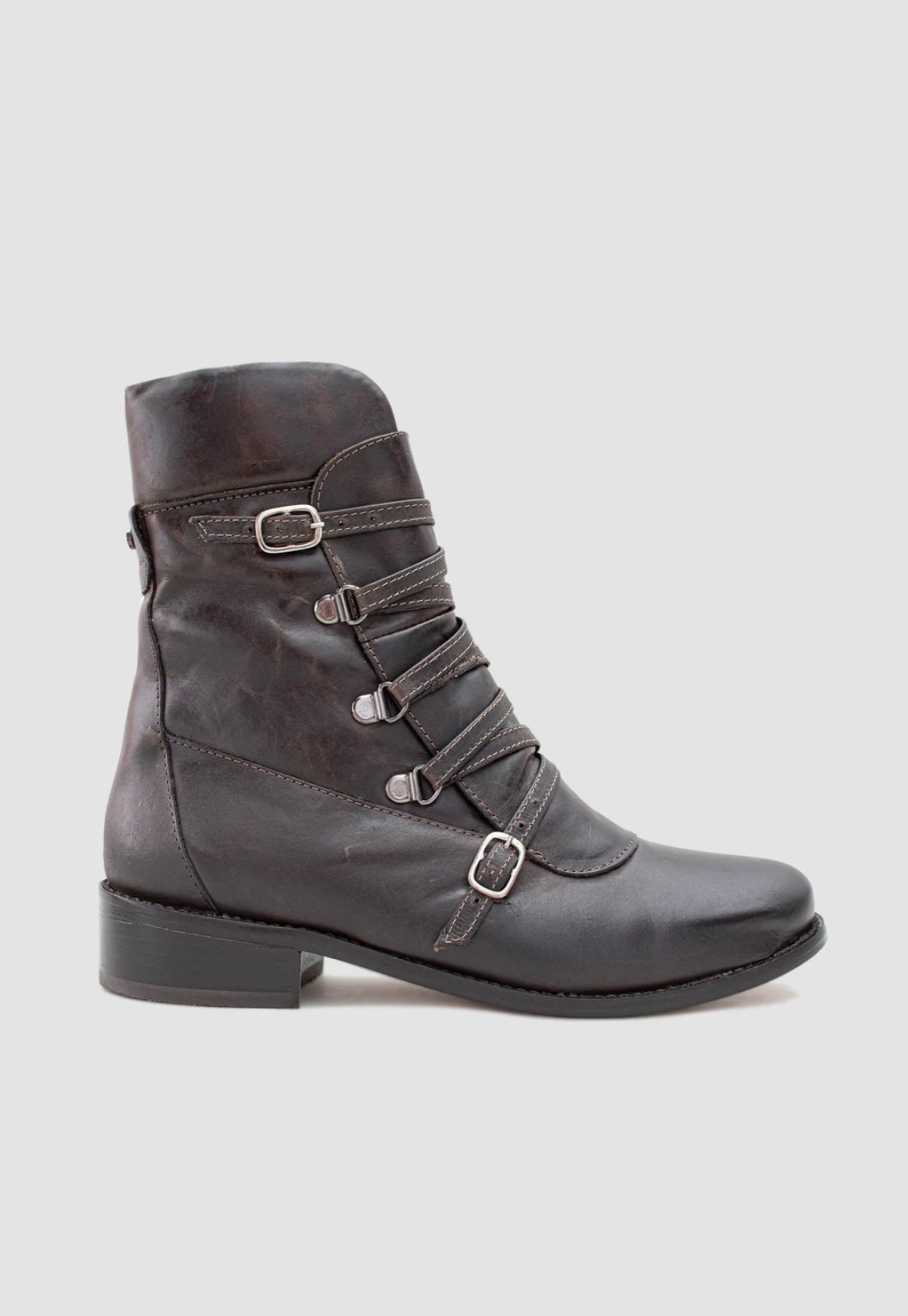 Bota Cano Médio Couro Marrom CBK