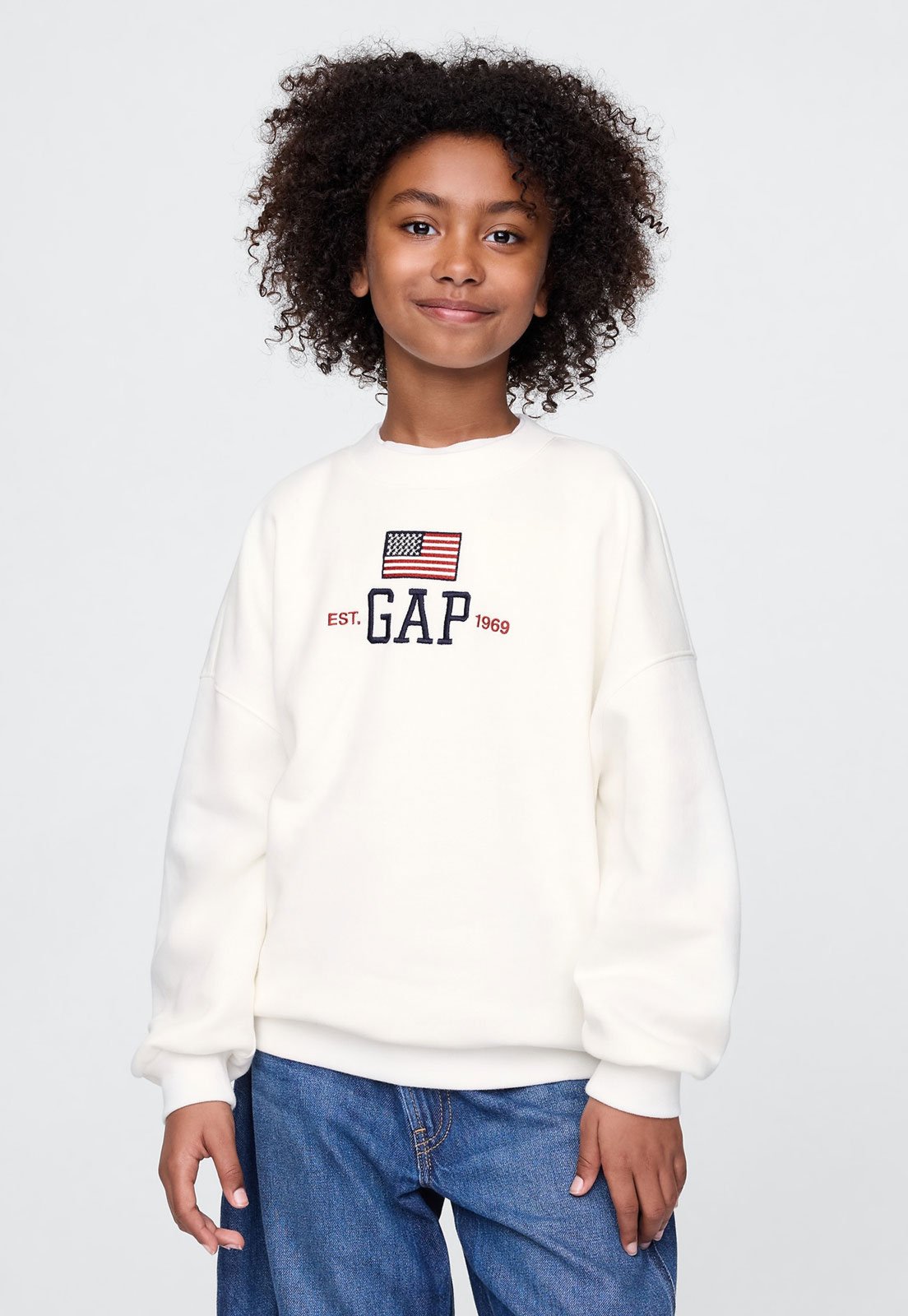 Infantil – Blusa de Moletom GAP Usa Off-White