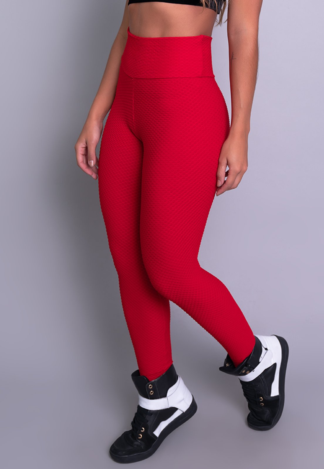 Calça Legging MVB Modas Feminina Cintura Alta Bolha Vermelho