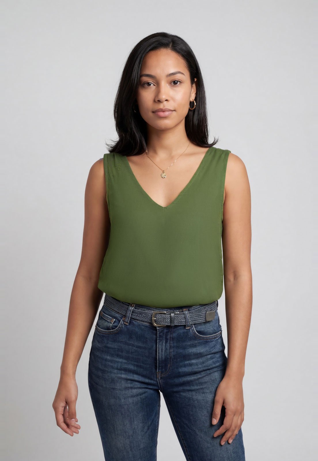 Blusa Regata Feminina Lez a Lez Decote V Verde