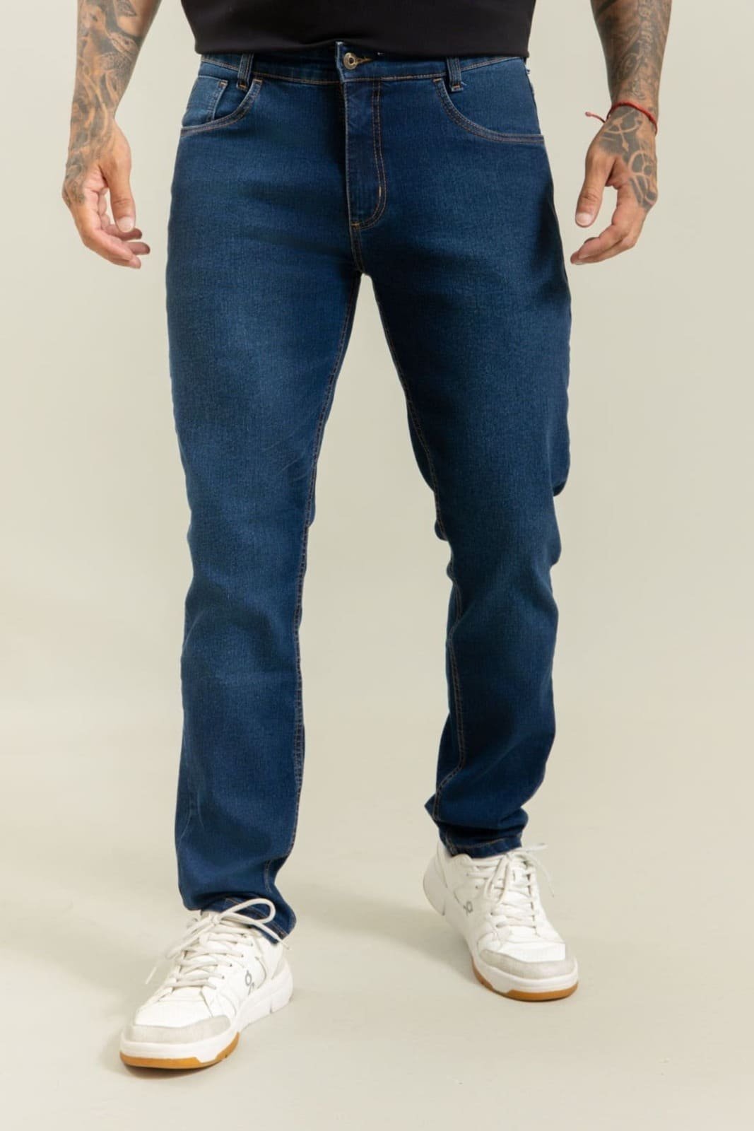 Calça Jeans Masculina Slim Fit Lavagem Escura Lemier Collection