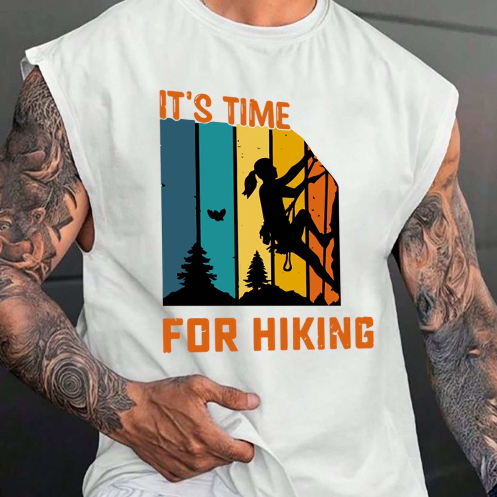 Camiseta Regata Machão Ousy Trilha e Escalada Outdoor Adventure Oversized Masculina Branco