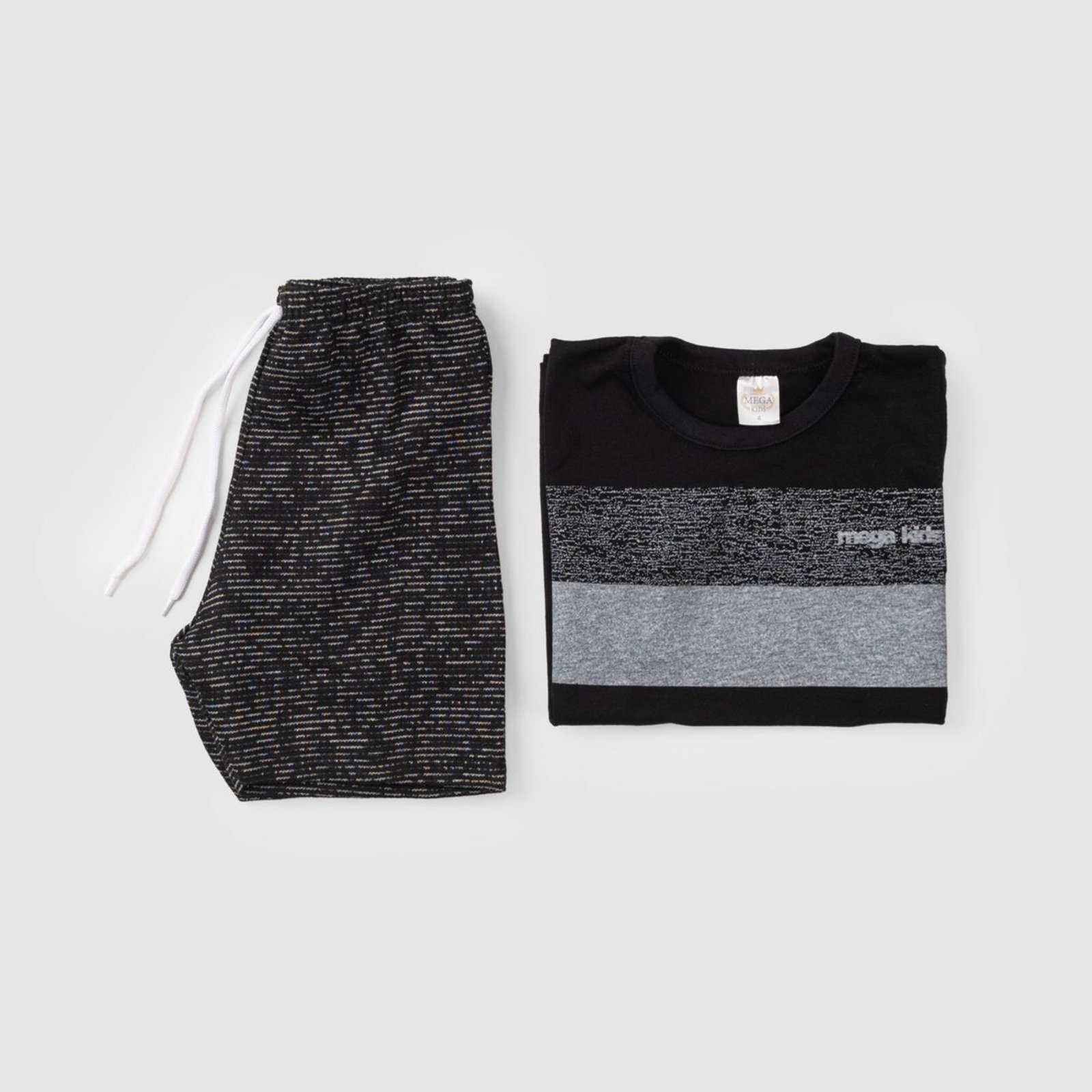 Vista 3 Infantil - Conjunto Verão Masculino Mega - Preto Mega Kids unico Mega Kids unico