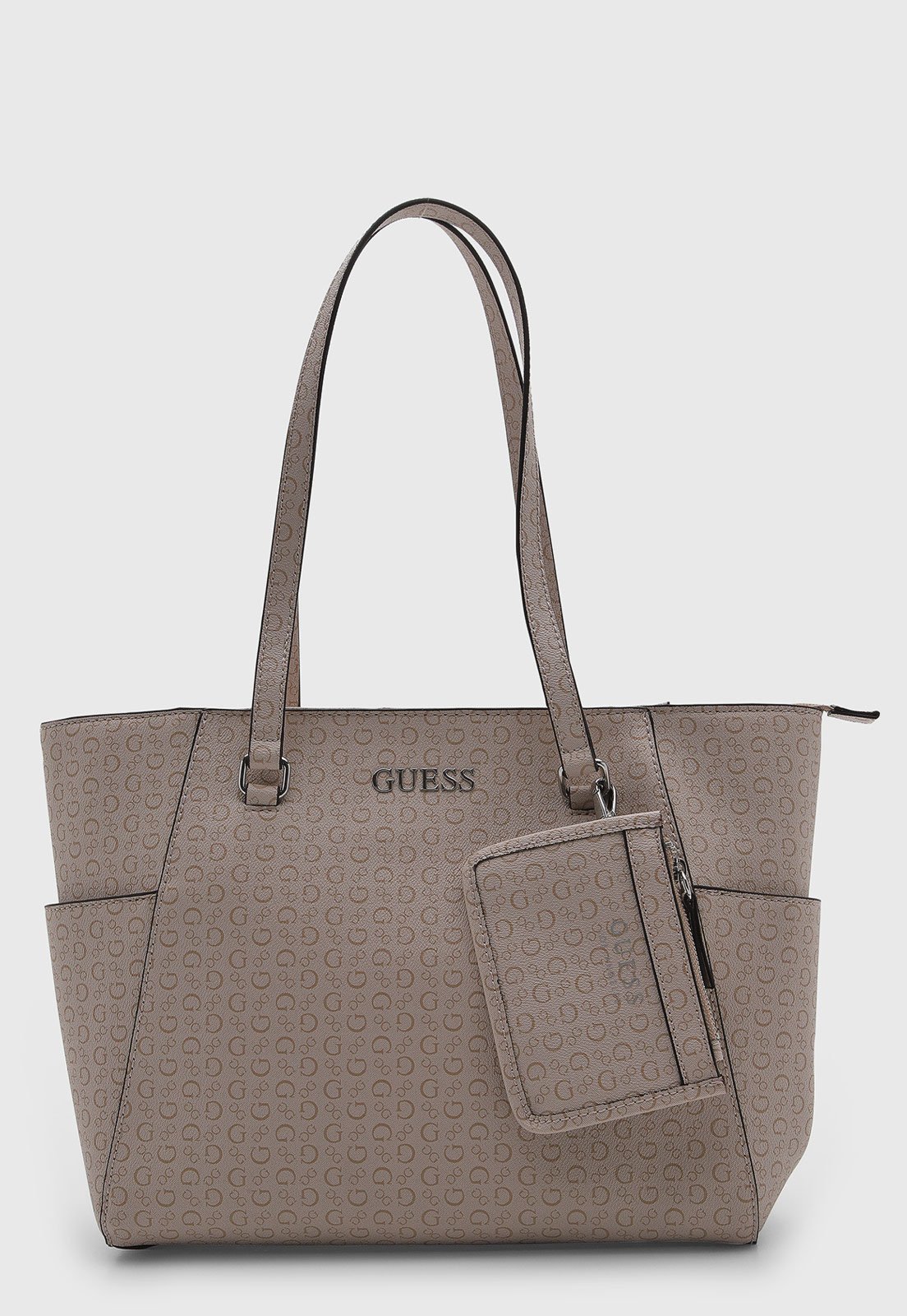 Bolsa Feminina Guess Tote Estruturada Monograma Bege