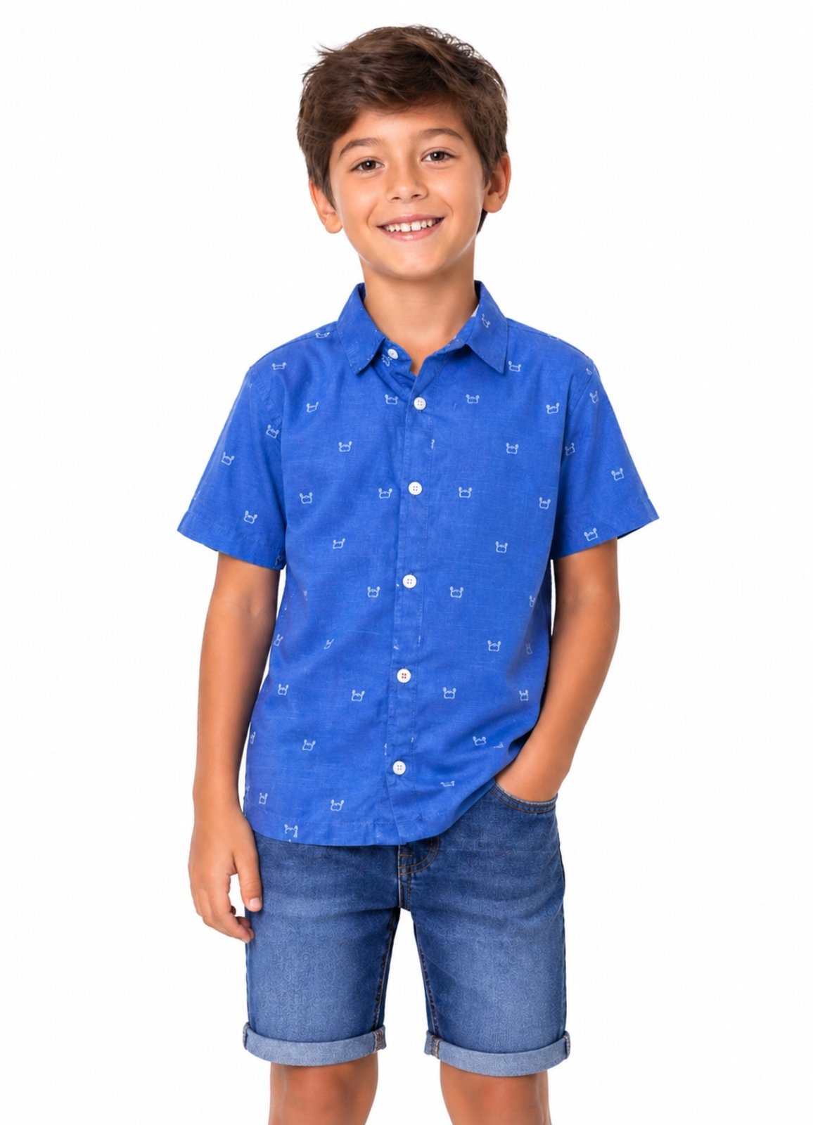Infantil - Camisa É Goool Gola Polo Manga Curta Azul Royal Azul