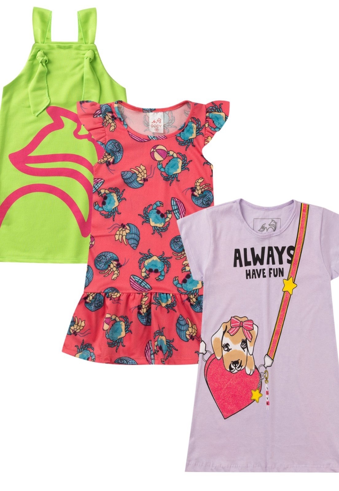 Infantil – Kit 3 Vestidos de Verão Menina – Babei