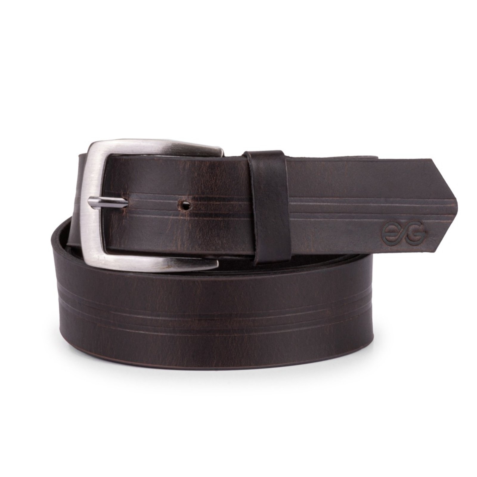 Cinto Masculino Correia Couro Legitimo Bovino Moderno Casual Ello Griff Marrom-escuro