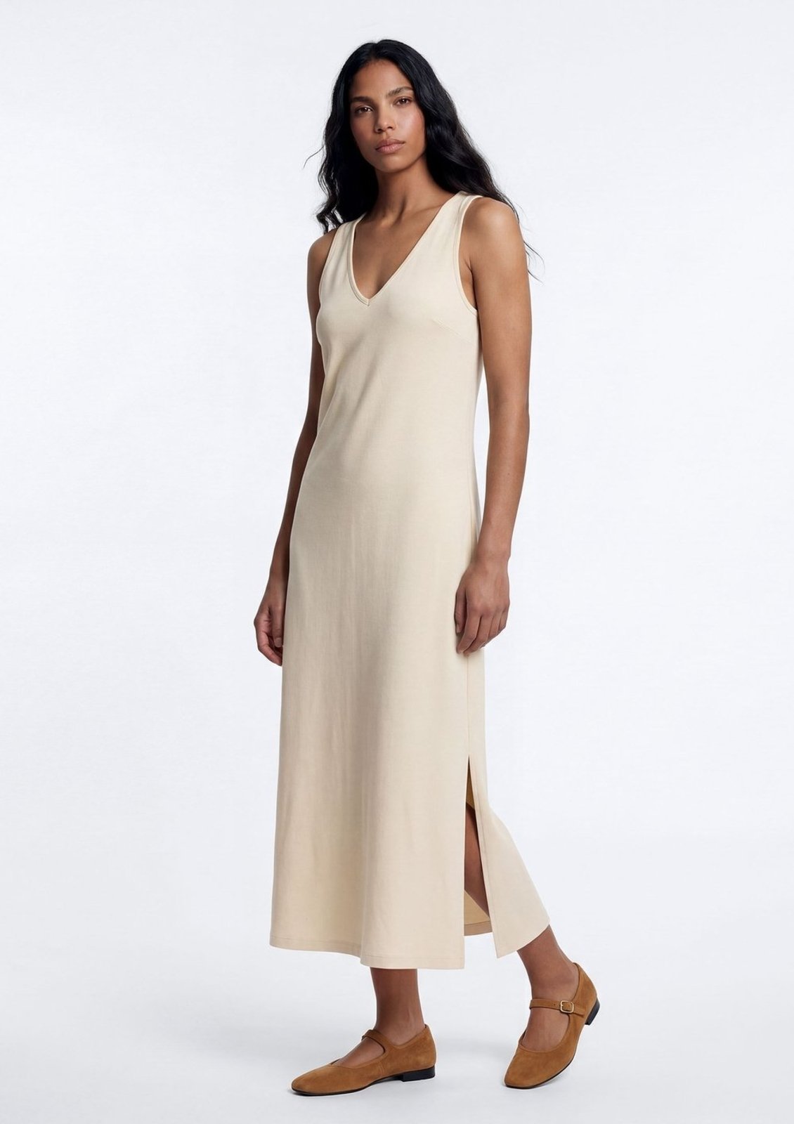 Vestido Midi Evasê Com Elastano Hering