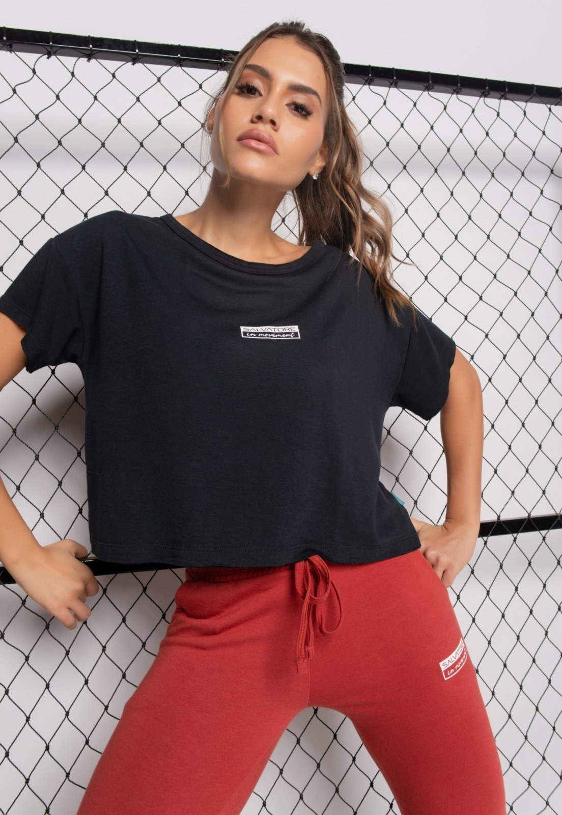 Cropped Sport Amplo Malha Comfort Salvatore Fashion Preto
