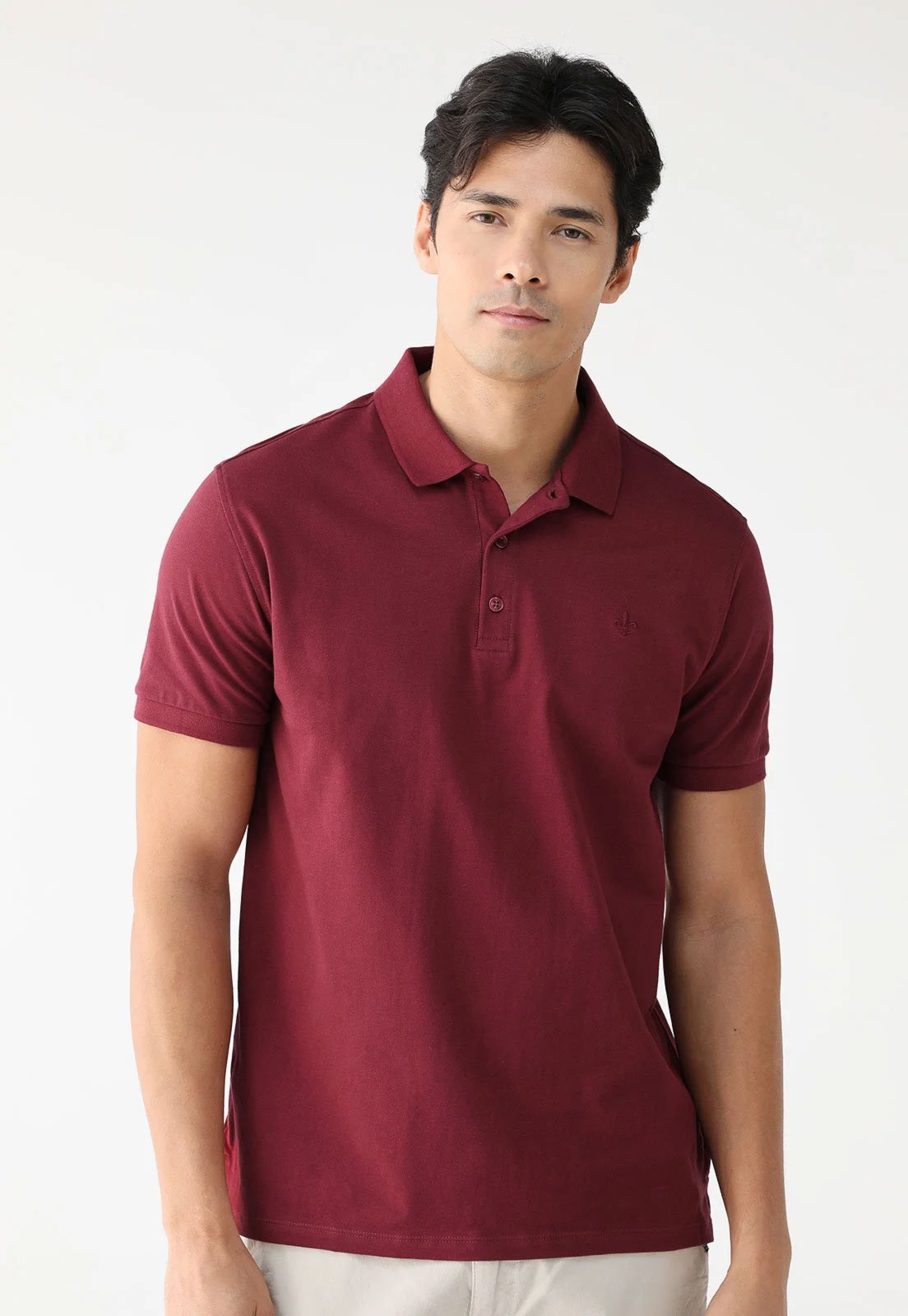 Camisa Polo Dudalina Reta Logo Bordado Vinho