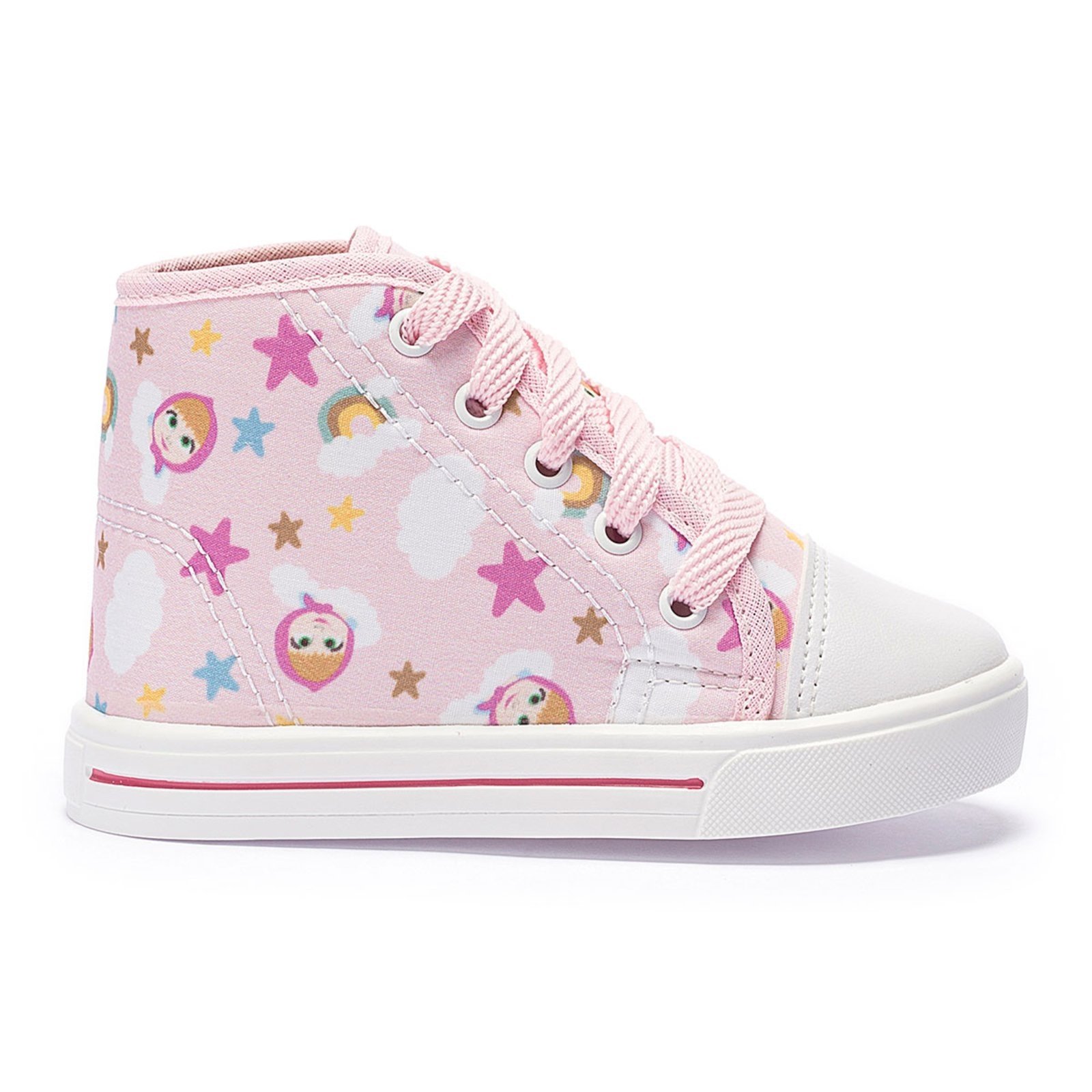 Infantil – Tênis Menina Old Tradicional Personagem Masha Cano Alto Botinha Confortável e Leve Rosa