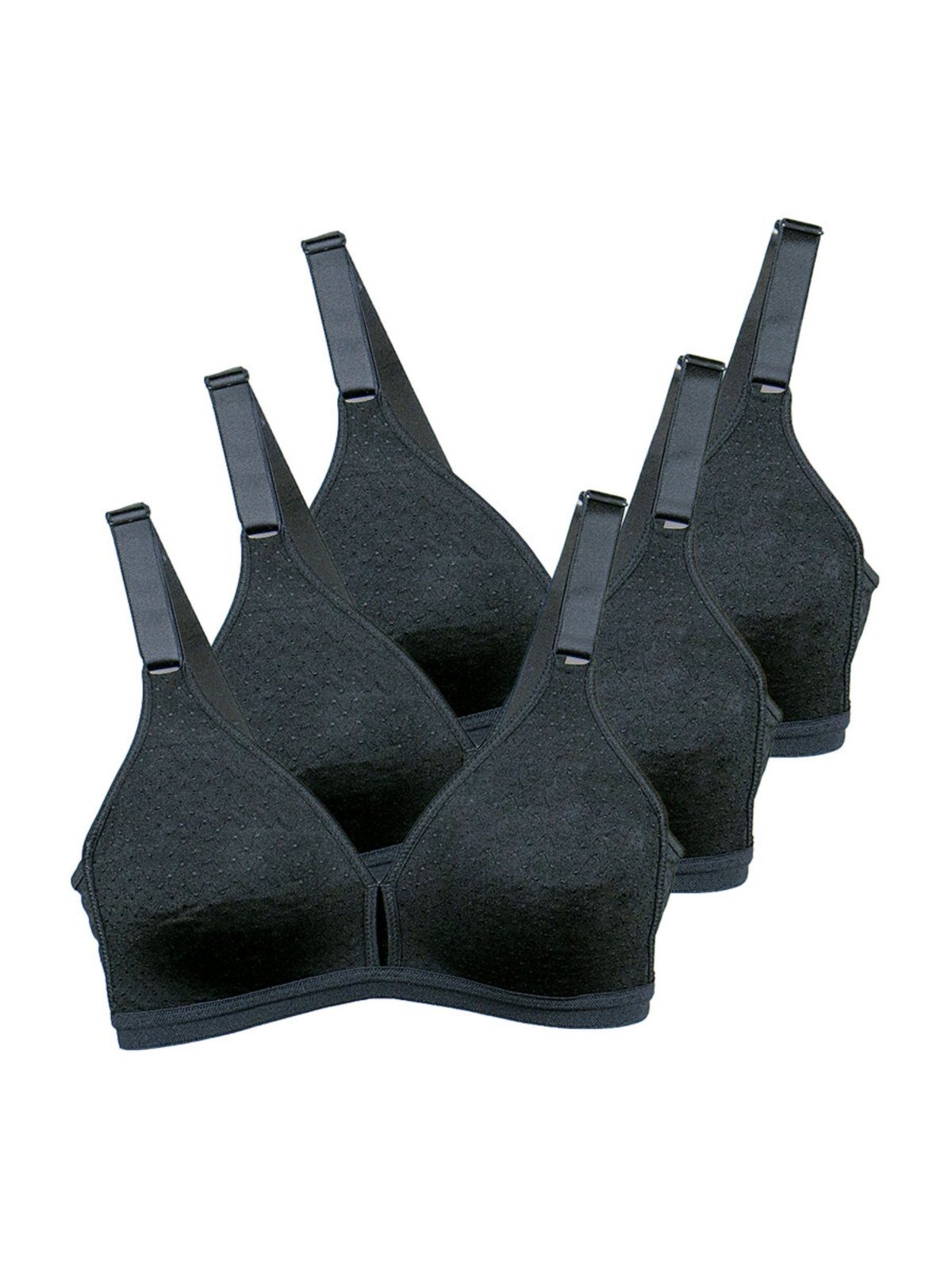 Kit com 3 Sutiãs sem Aro e sem Bojo Olimpo Demillus 61019 Preto