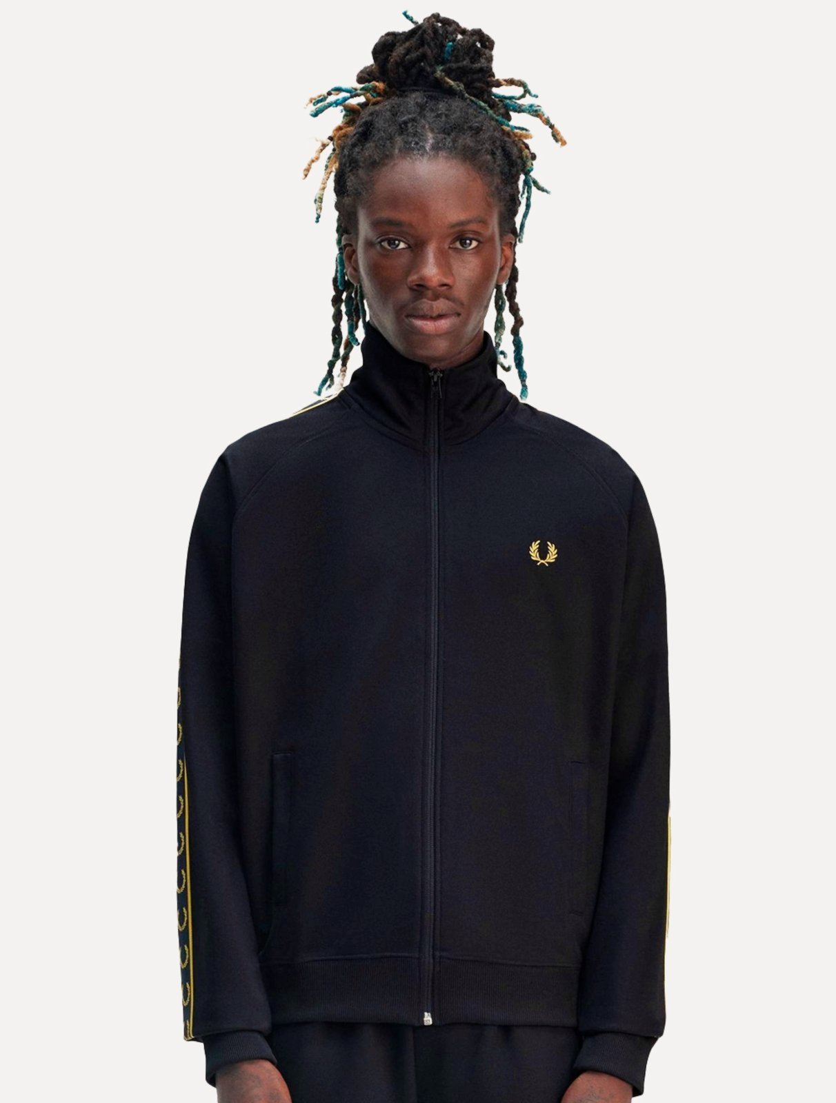 Jaqueta Fred Perry Masculina Contrast Tape Track Azul Marinho