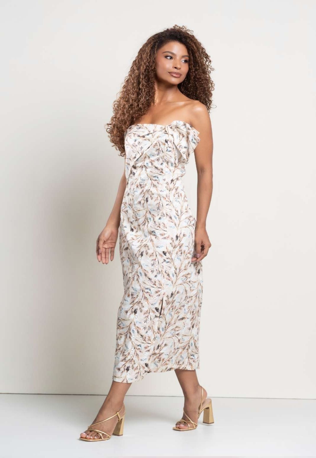 Vestido Midi Tomara que Caia Estampado