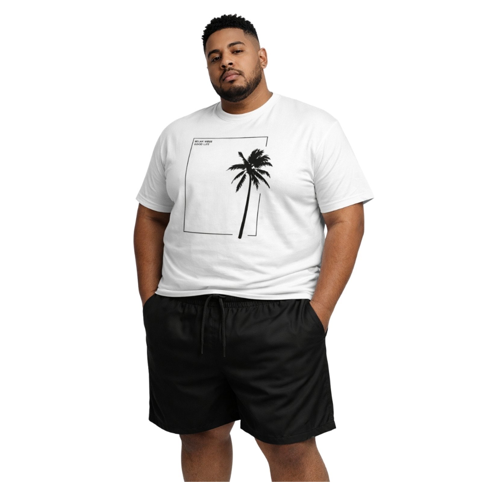 Conjunto Masculino Camiseta Algodão Estampada E Short Tactel Liso