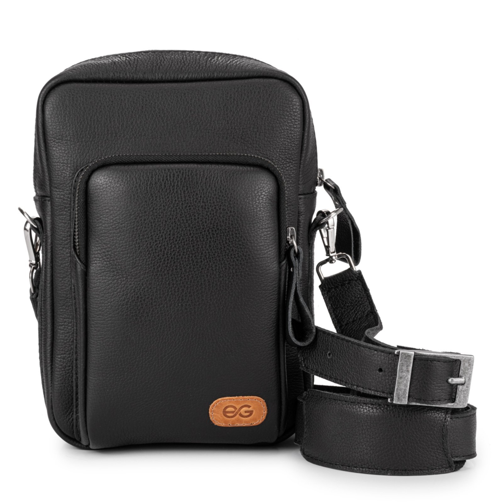Bolsa Masculina Shoulder Bag Couro Legítimo Tiracolo Pequena ello griff PRETO