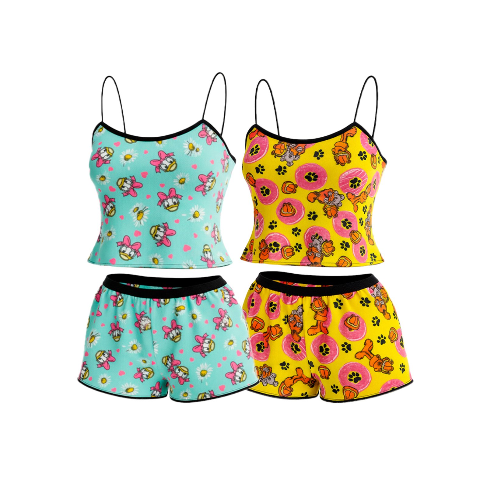 Kit 2 Pijama Short Doll Baby Personagem Verão Adulto Multicolorido