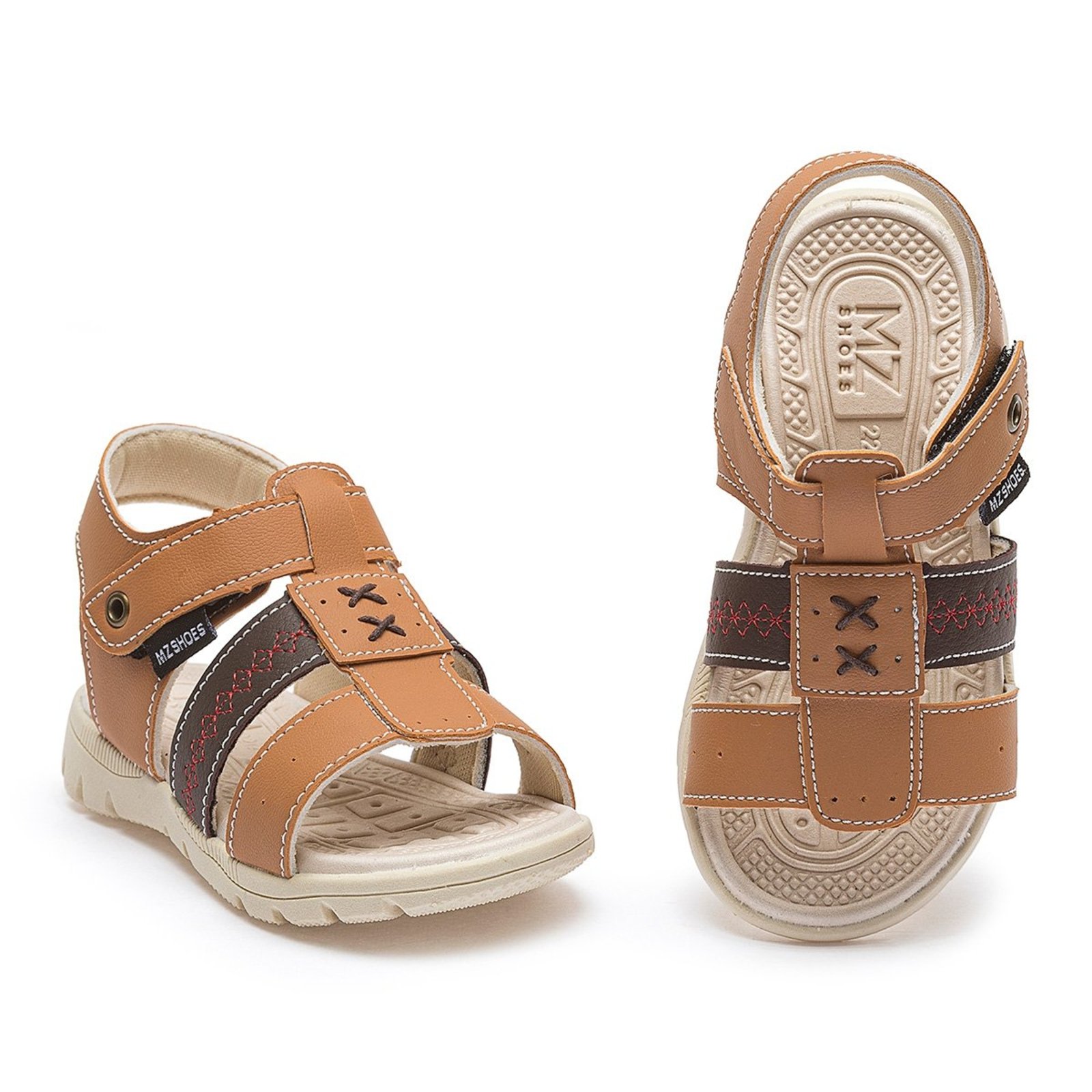 Infantil - Sandália Papete Menino Antiderrapante Respirável Confortável Verão Caramelo/Marrom Mzkid