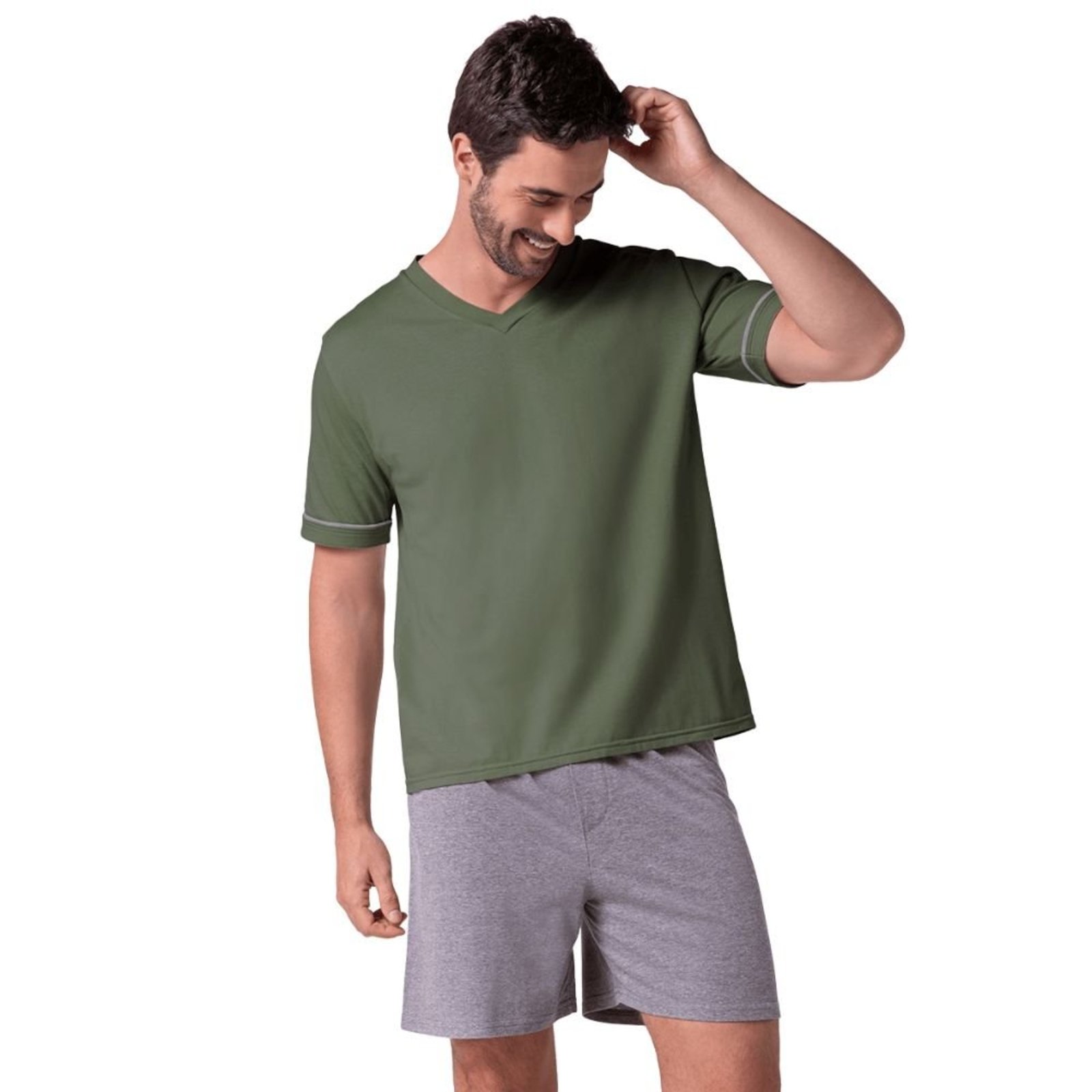Pijama Curto Gola V Lupo Adulto Masculino 28000-001