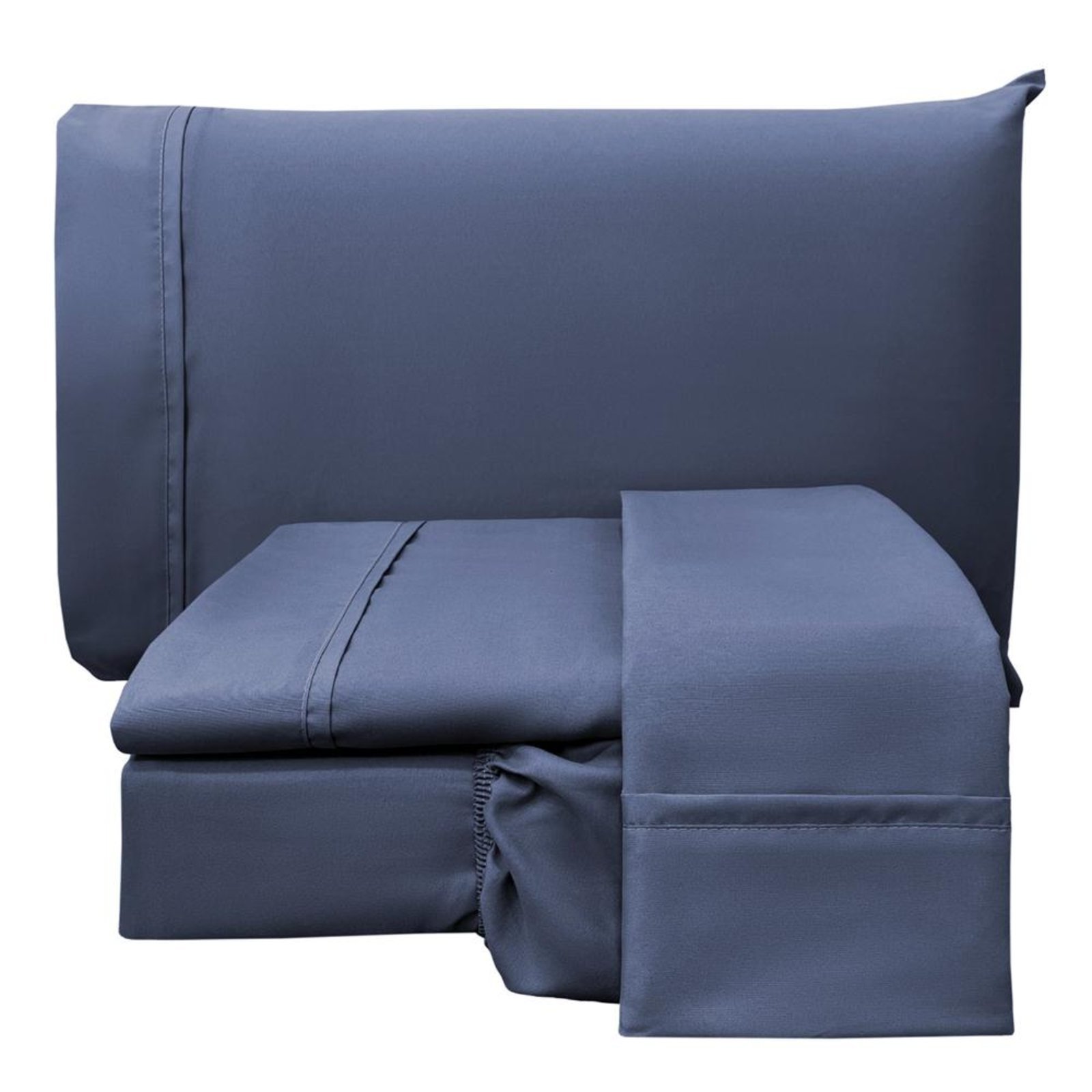 Jogo de Lençol Queen Casa Modelo Enxovais Micropercal 300 Fios Toque de Algodão Confort 4 Peças Jeans Azul