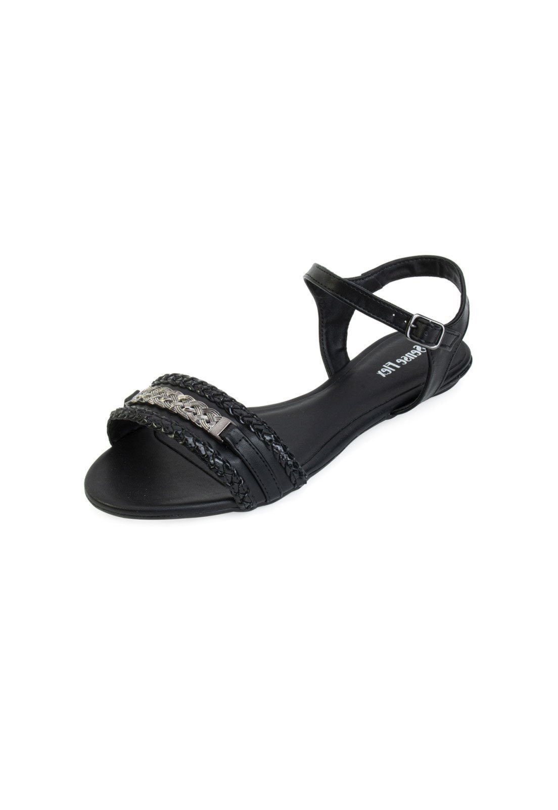 Sandália Rasteira Sense Flex AN22-602674 Preto