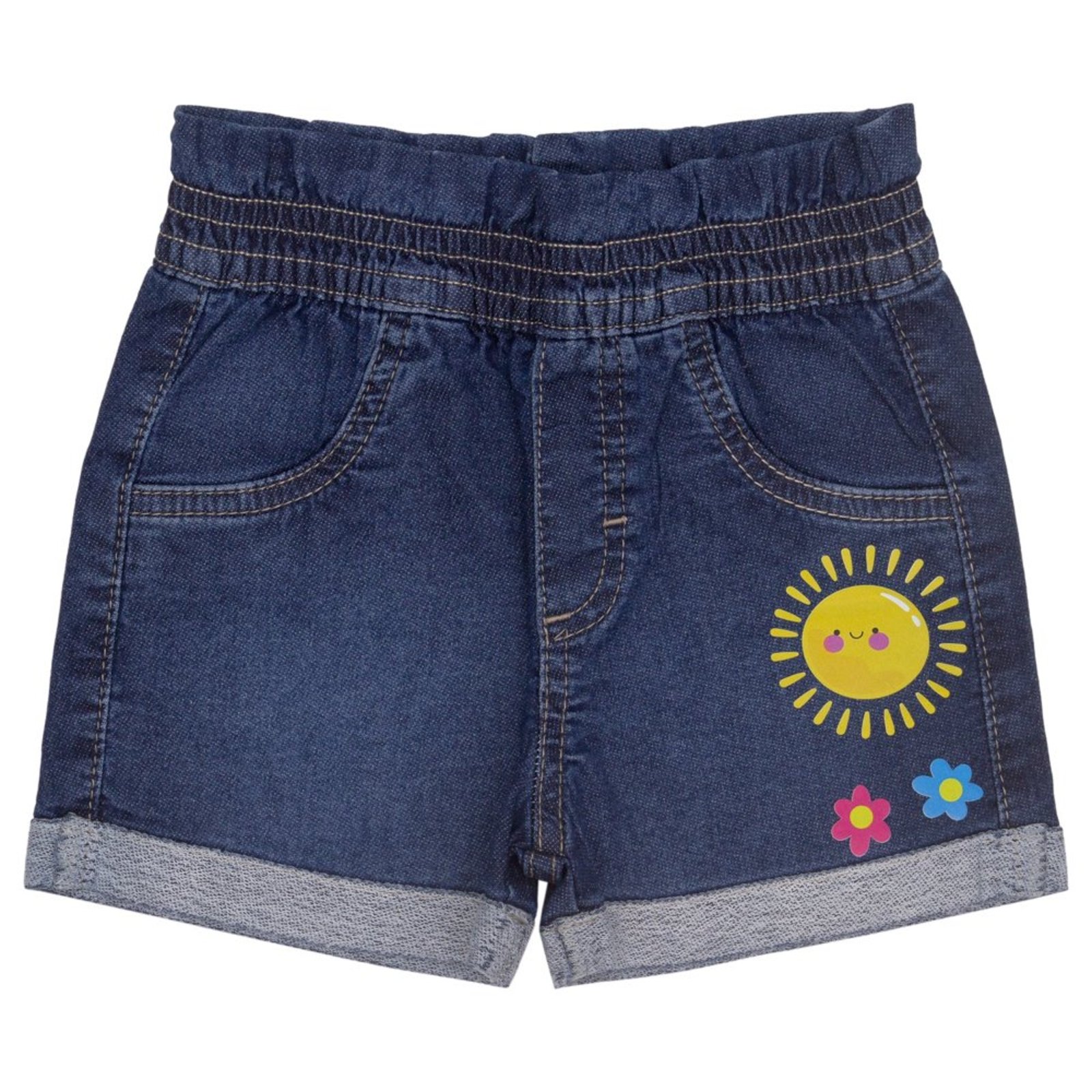 Infantil - Shorts Look Jeans Moletom Jeans