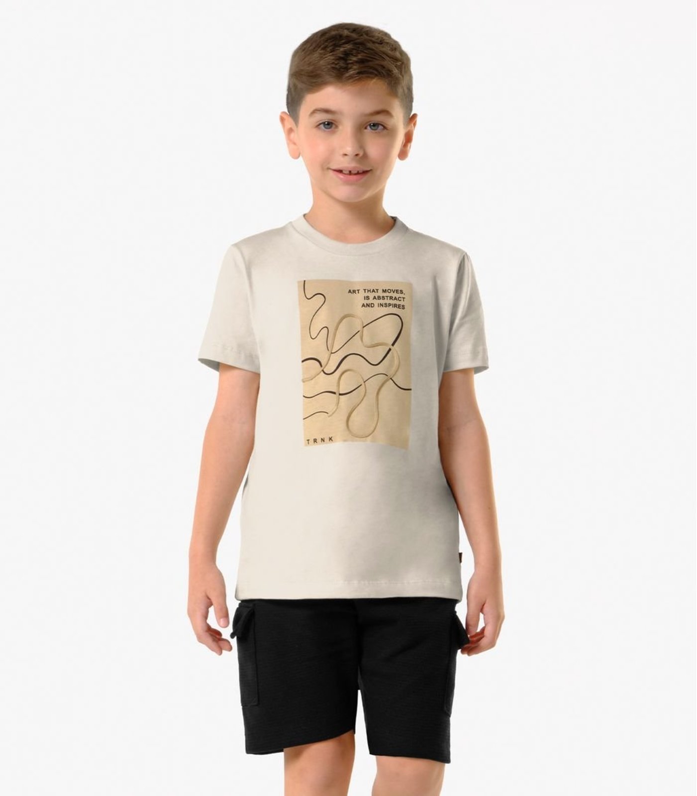 Infantil - Conjunto Camiseta Com Bermuda Trick Nick Bege