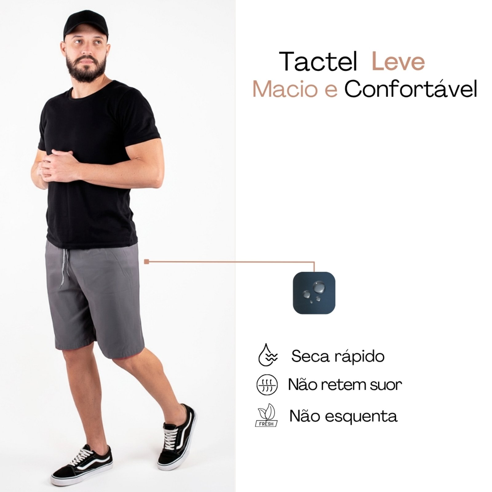 Vista 3 Bermuda Detalhe Na Barra Masculina Frent`s Short Treino Casual Esporte Frent's cinza/grafite Frent's cinza/grafite