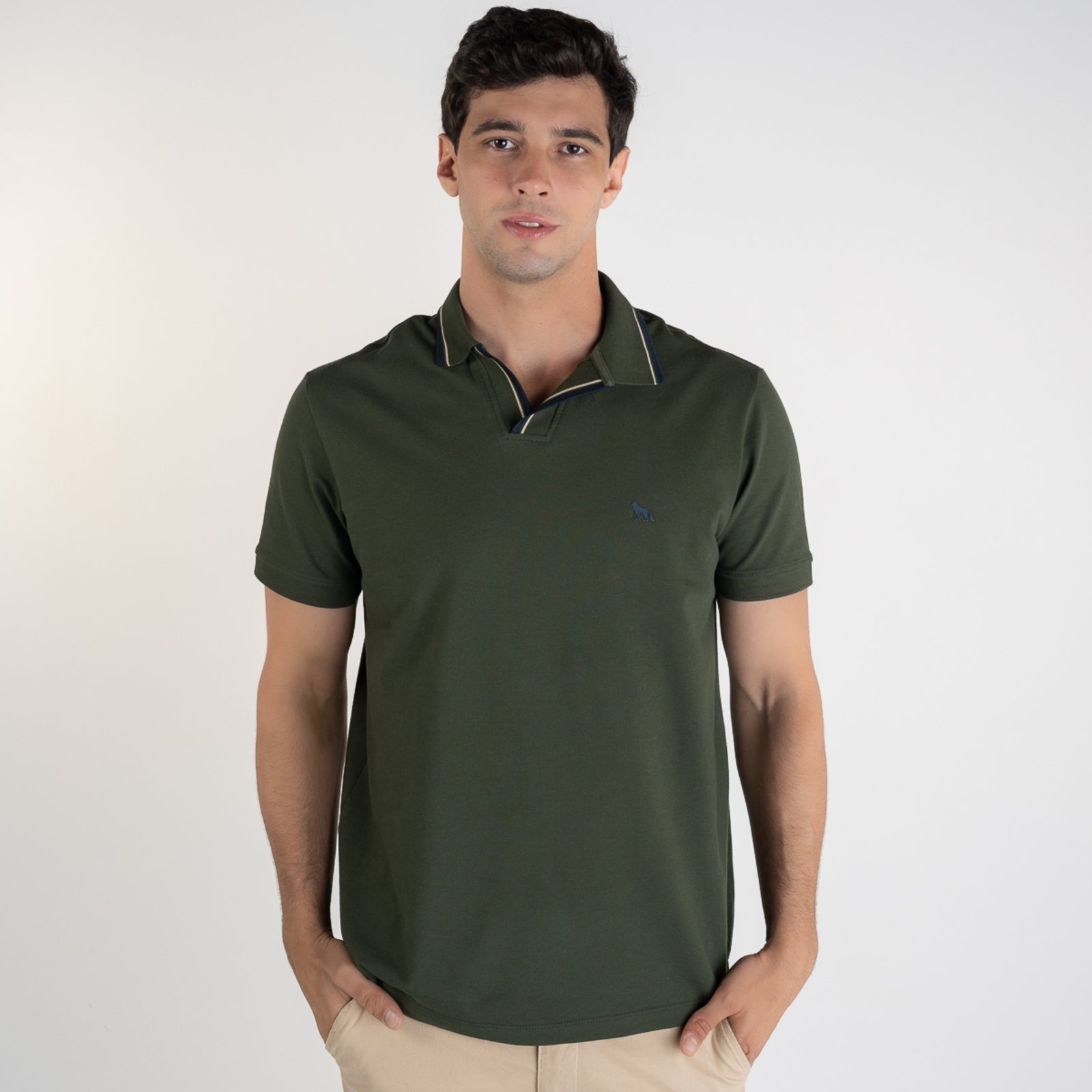 Camisa Polo Acostamento Frisos Verde