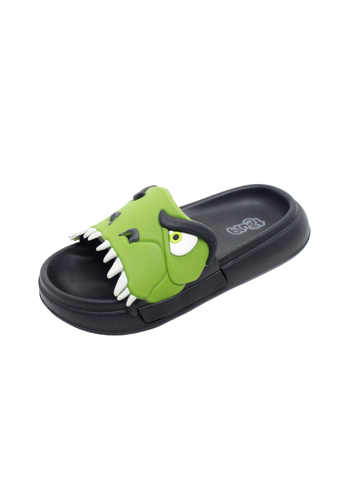 Infantil - Chinelo Slide Plugt Menino Floquinho Dinossauro Aventura Preto