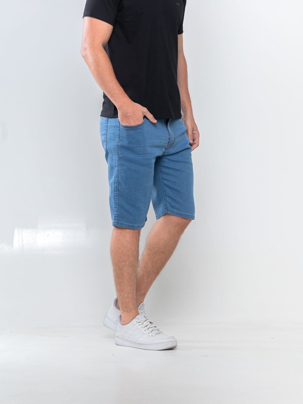 Bermuda Jeans Masculina Tempo Hábil Delave Básica e Confortável