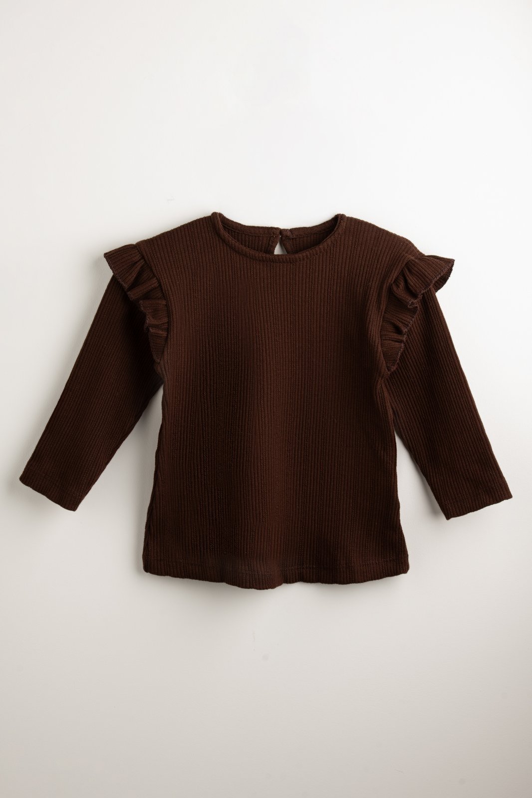 Infantil - Blusa Feminina Manga Longa Babado Marrom Zebra&Friends