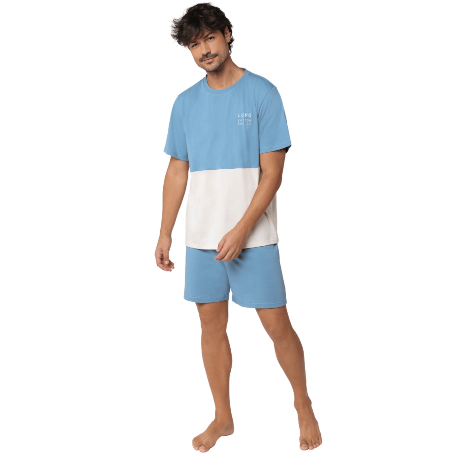 Pijama Curto Recortes Adulto Masculino Lupo 28235