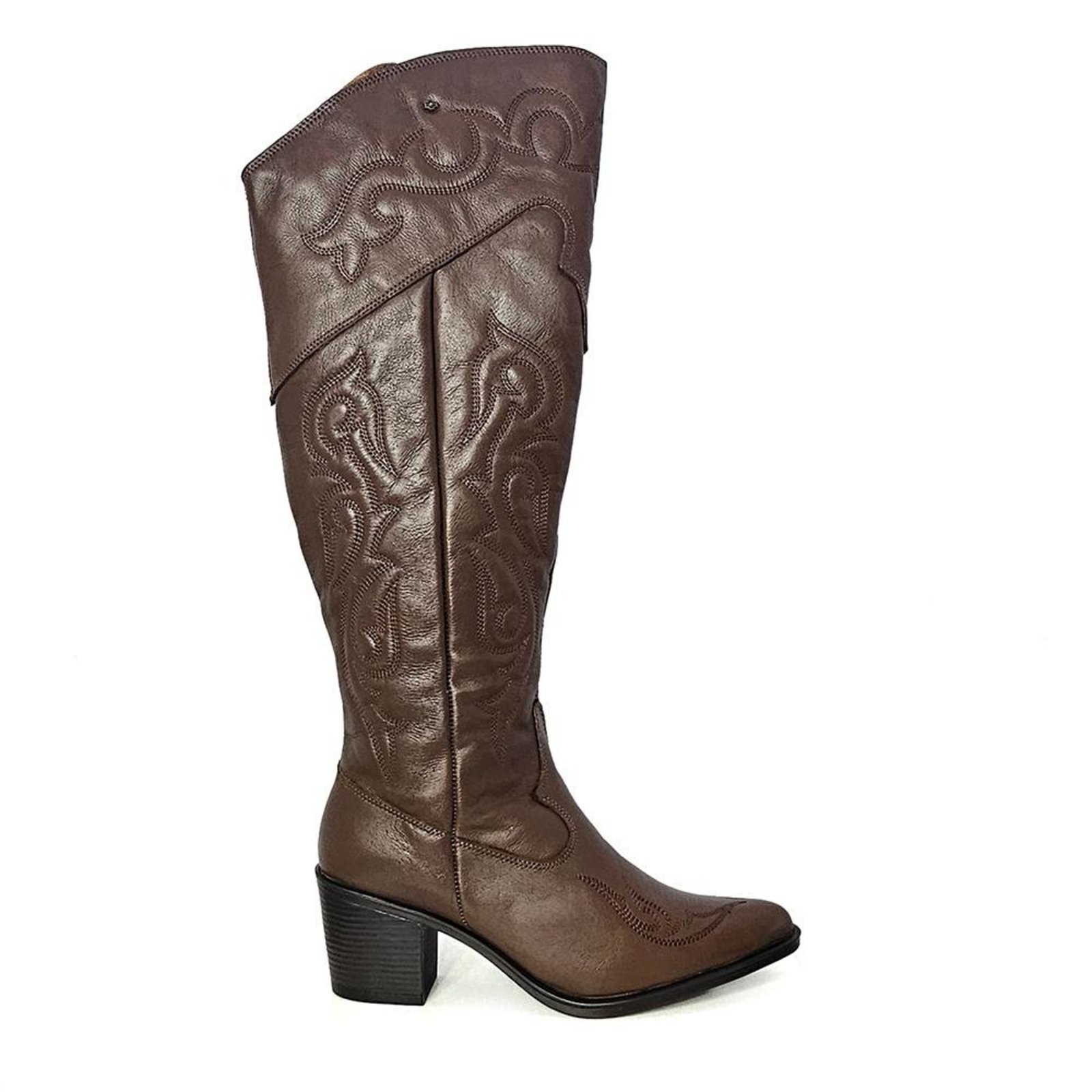 Bota Feminina NAS006 Couro Terracota Incolor
