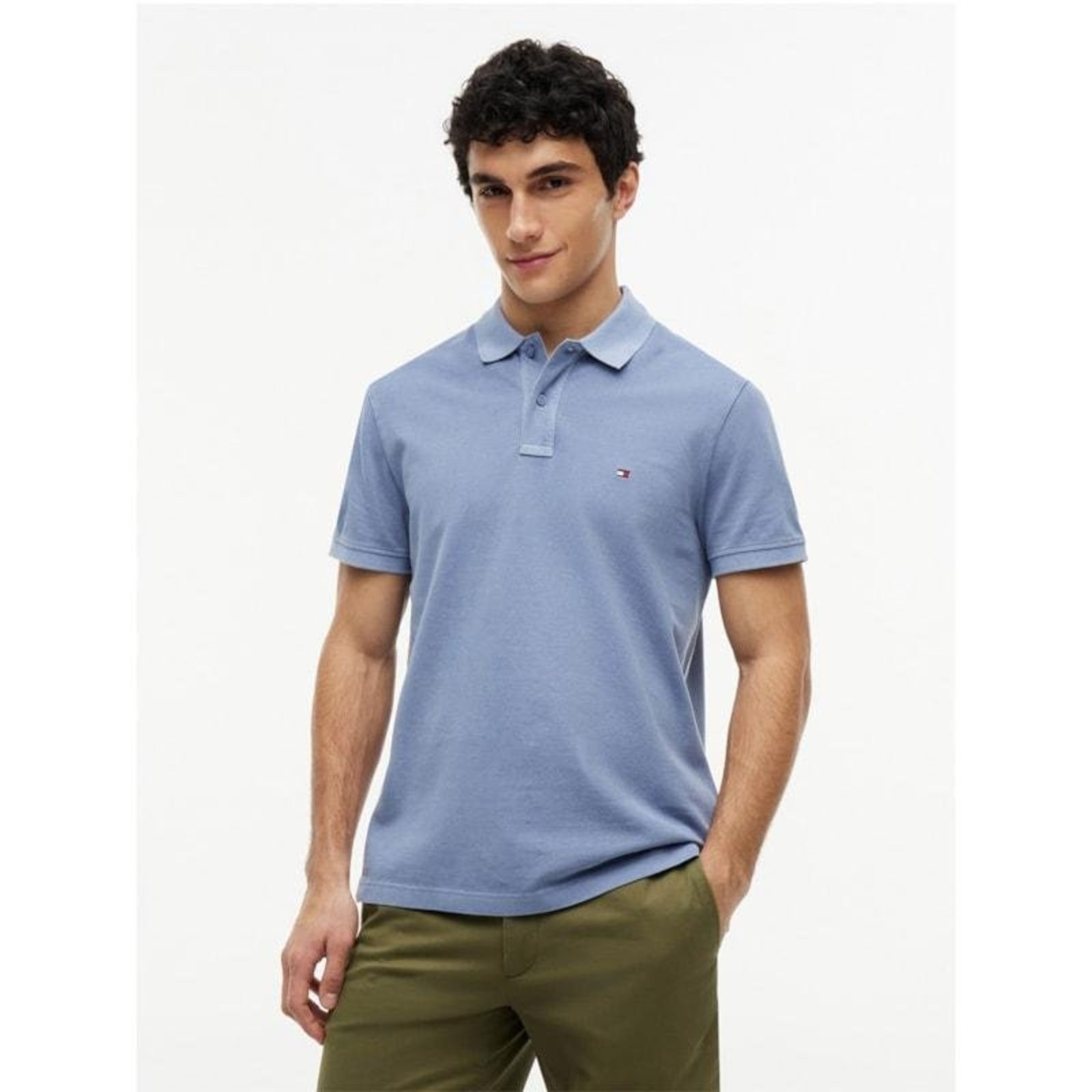 Polo Tingida Bandeira Bordada Regular Fit Azul