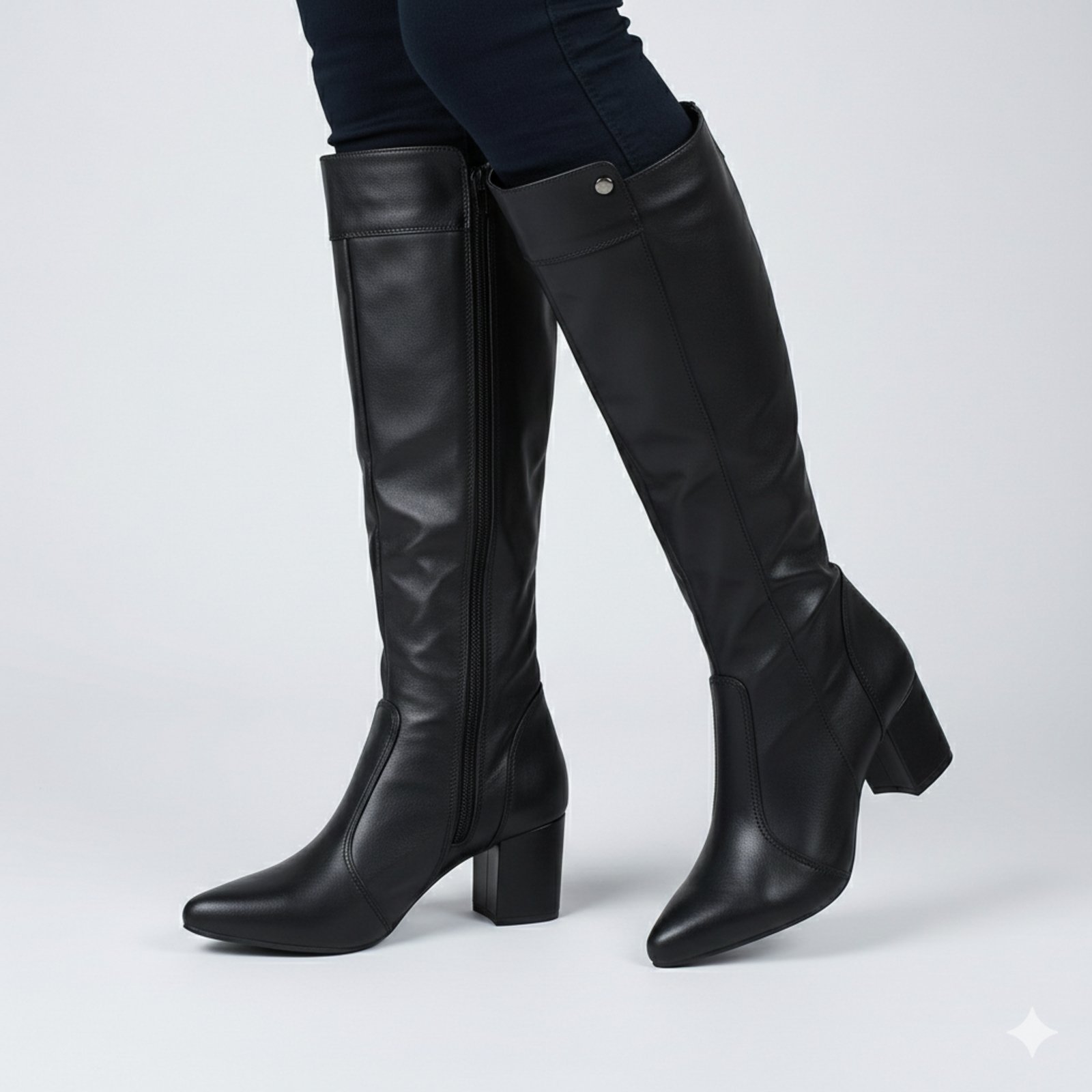 Bota Feminina Montaria Lirom Cano Alto Salto Grosso Bico Fino