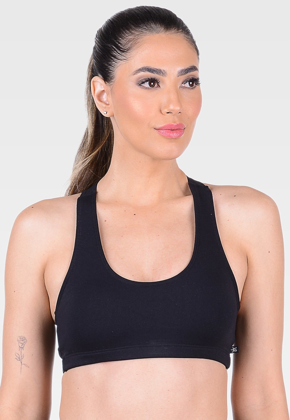 Vista 2 Top Fitness Suplex Com Bojo Removível Summer Soul preto Summer Soul preto