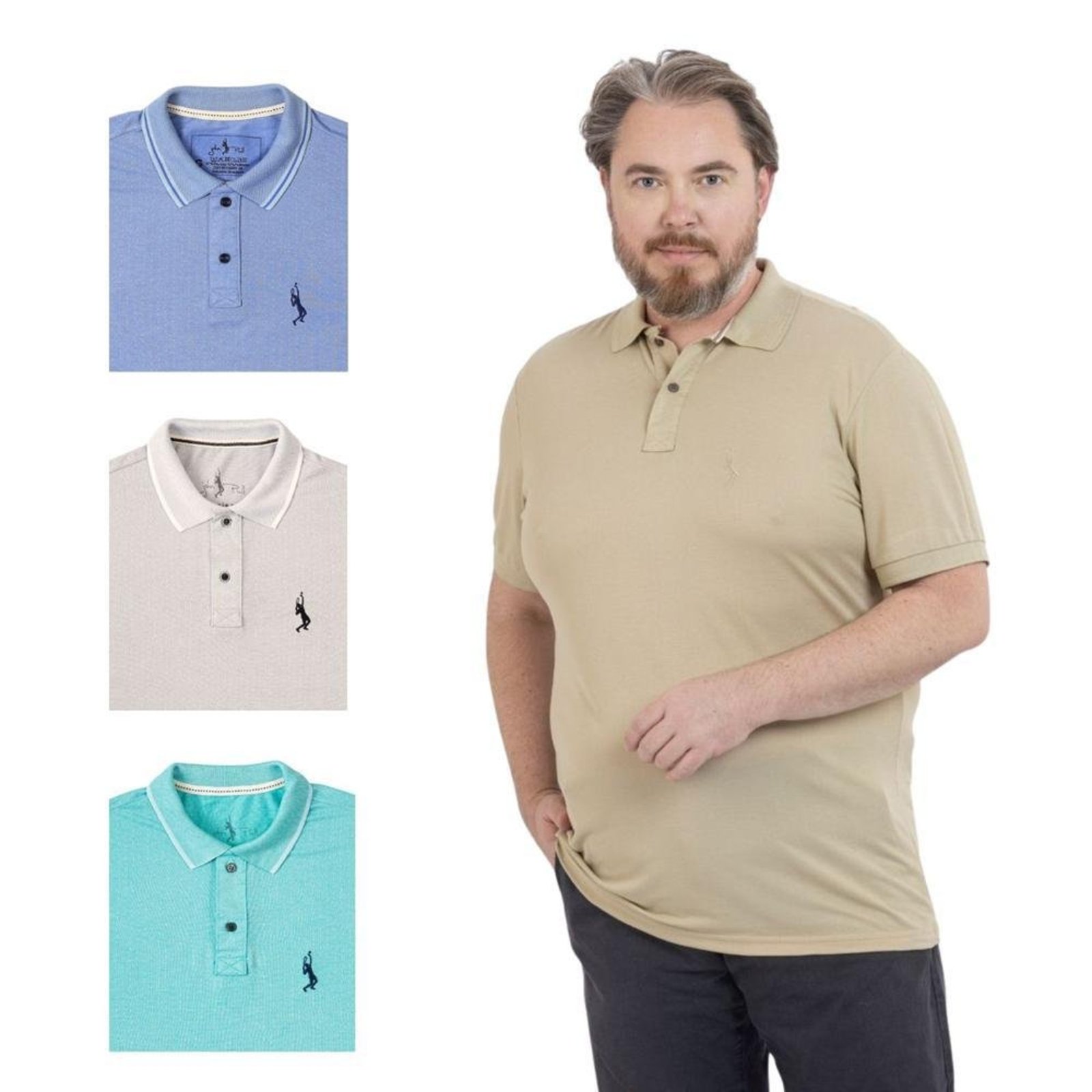 Kit 4 Camisa Polo Plus Masculina Dia a Dia