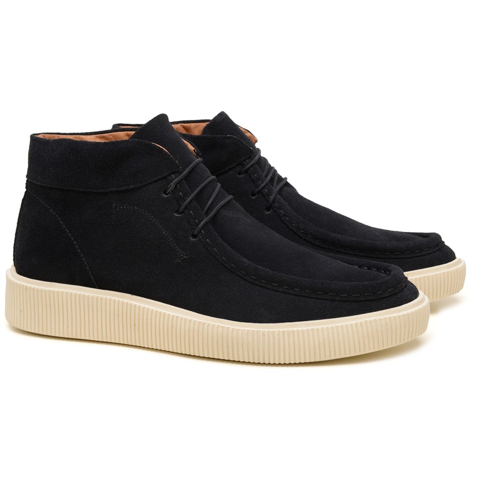 Sapato Masculino Casual Veritimo Bota Couro Canadian Cano Baixo Derby Conforto Azul Marinho