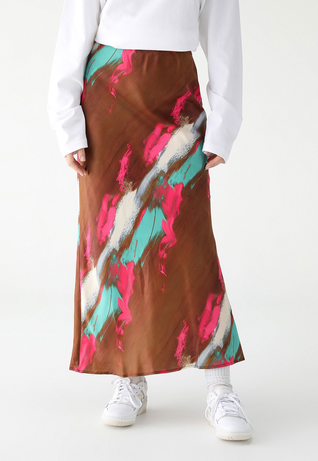 Saia TOPSHOP Midi Estampada Marrom