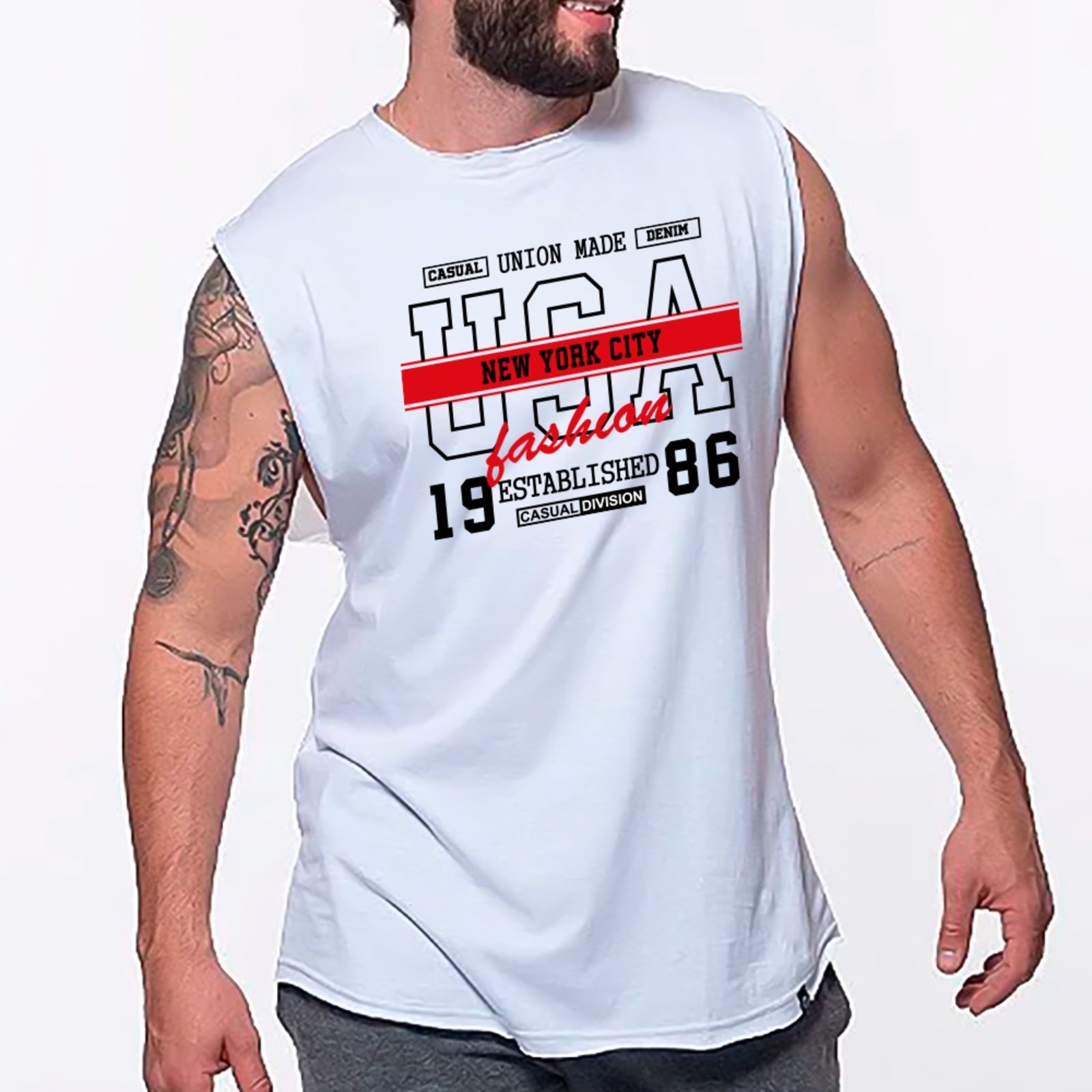 Camiseta Regata Machão Ousy USA New York City 1986 Oversized Masculina Branco