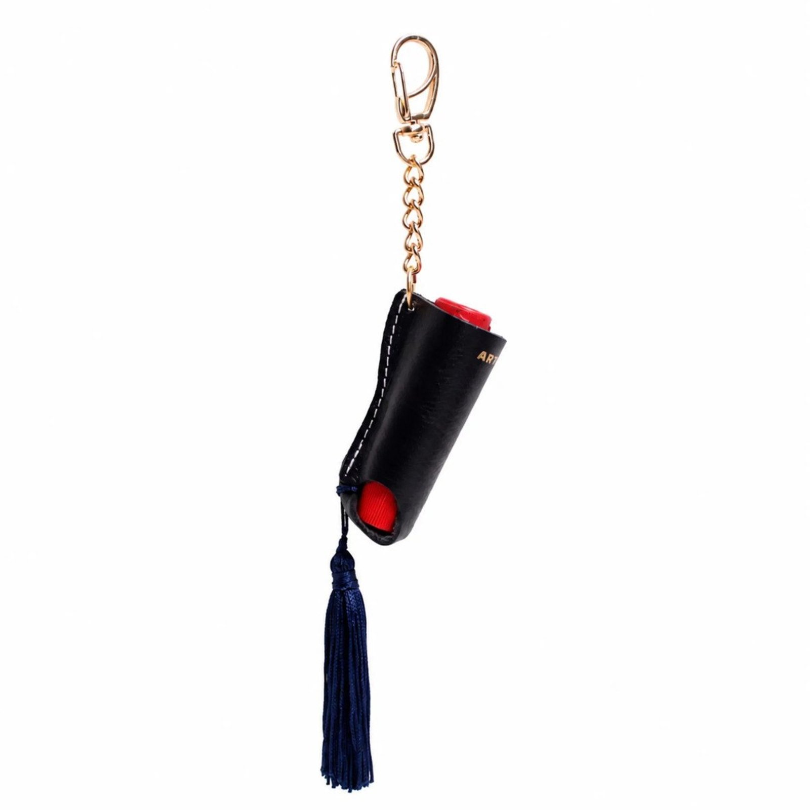 Porta Batom Unitário em Couro com Tassel Artlux 002 Azul Escuro